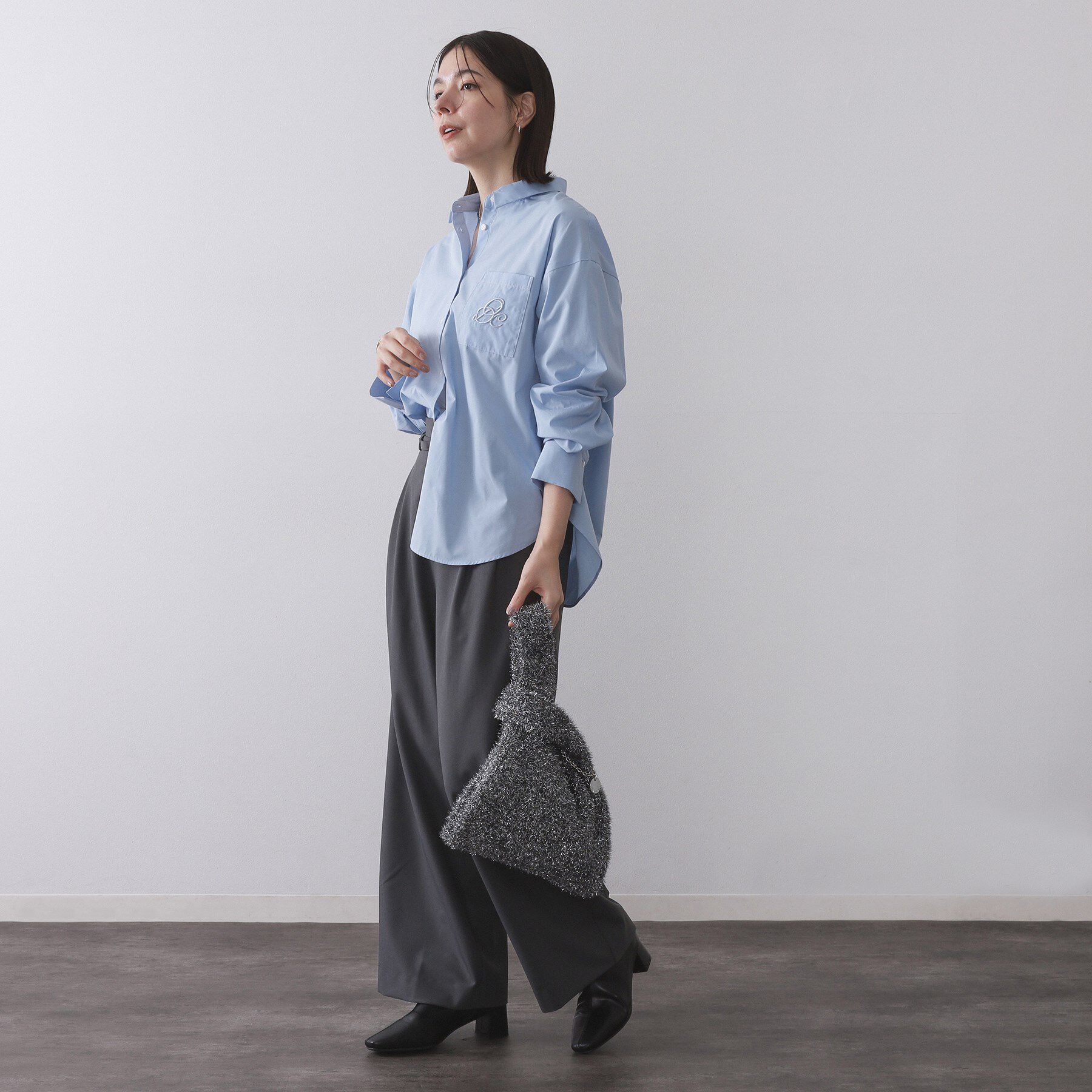 OPAQUE.CLIP「メタルチャーム付きラメニットバッグ」|トートバッグ|