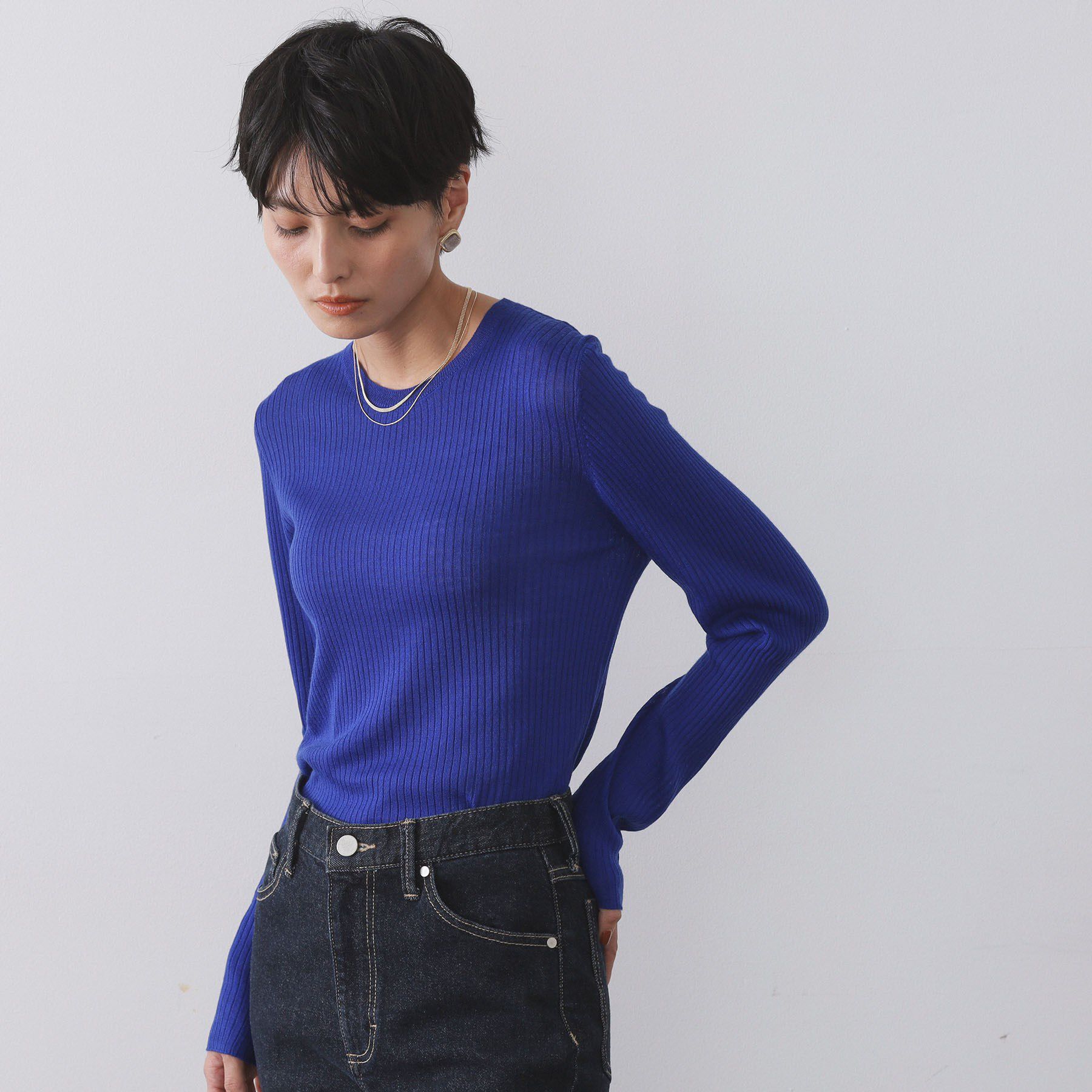 OPAQUE.CLIP「シアーリブニット【洗濯機OK】」|ニット・セーター|