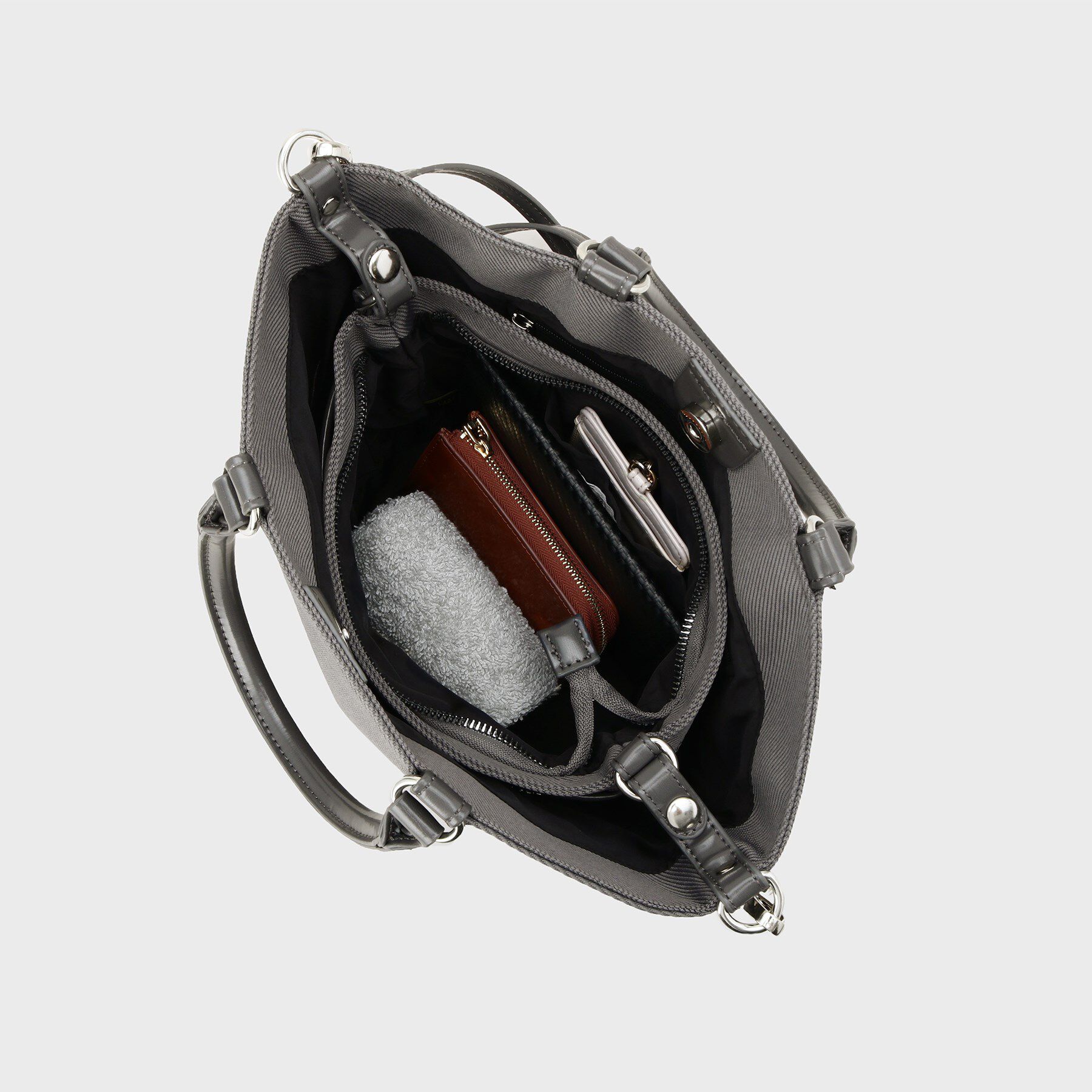 OPAQUE.CLIP「【マルチWAY】ミニショルダーとしても使える！バッグインポーチ付きミドルトートバッグ」|トートバッグ|