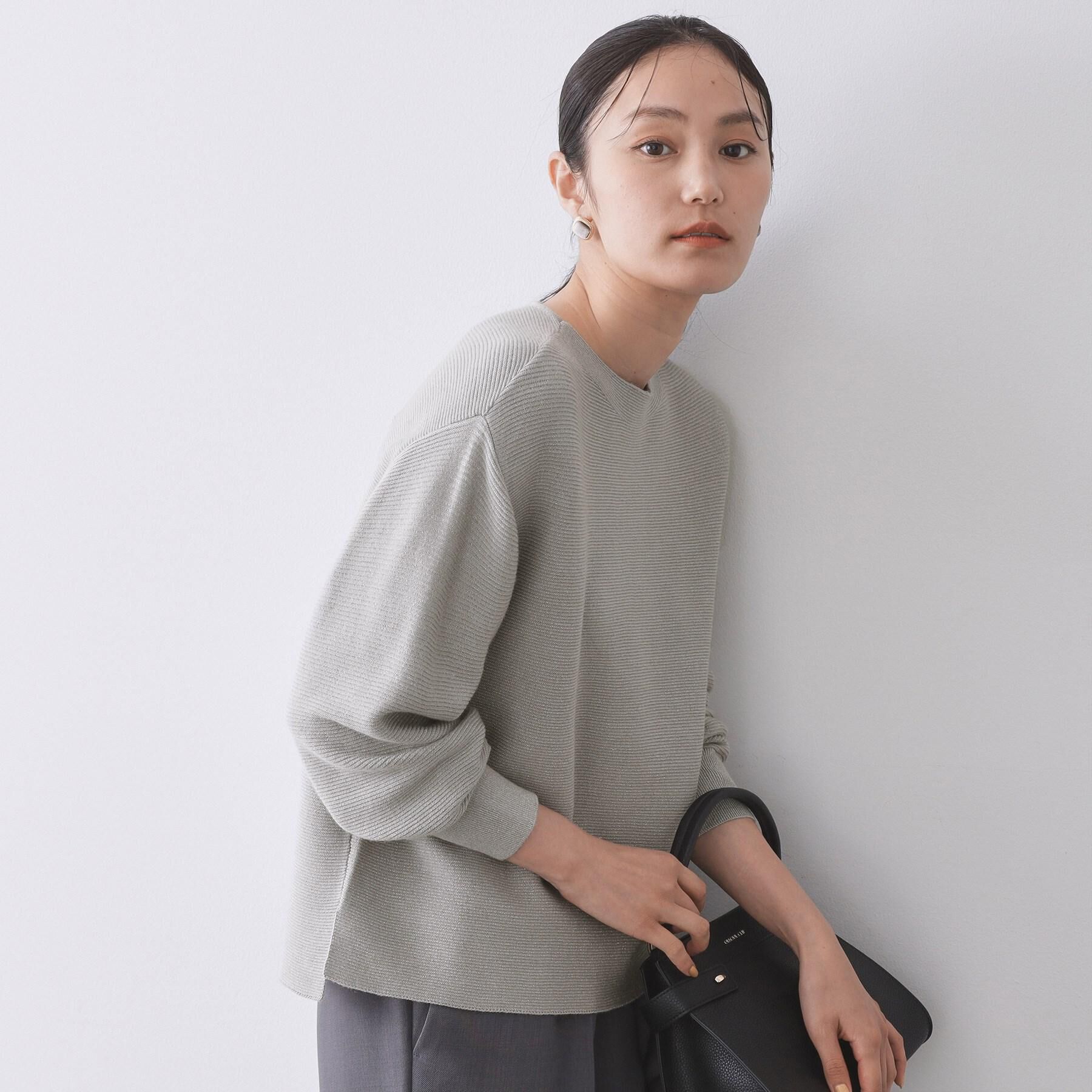 OPAQUE.CLIP「ラメガーターボートネックニット【洗濯機OK】」|ニット・セーター|