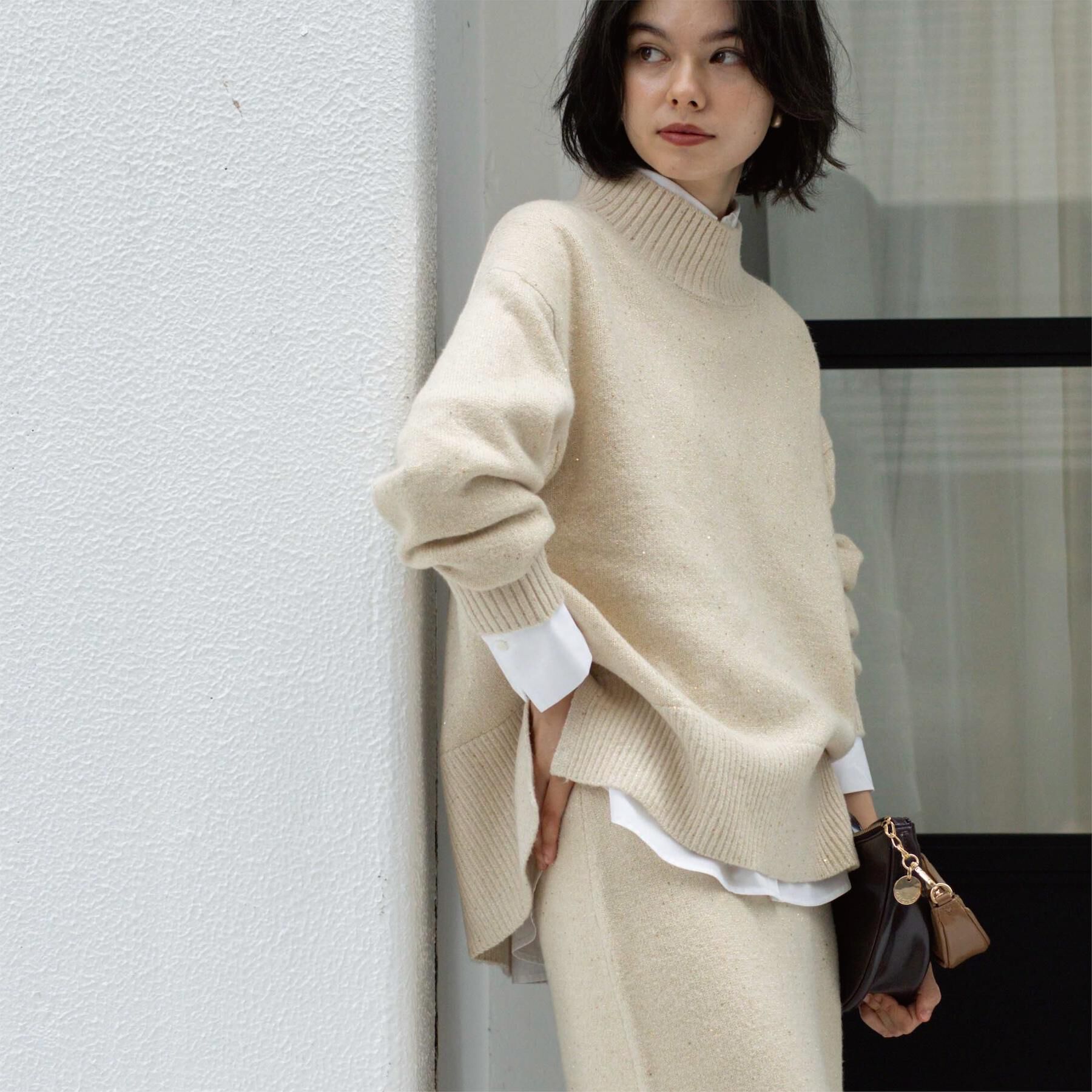 OPAQUE.CLIP「ラメスパンコールハイネックニット/セットアップ対応可【洗濯機OK】」|ニット・セーター|