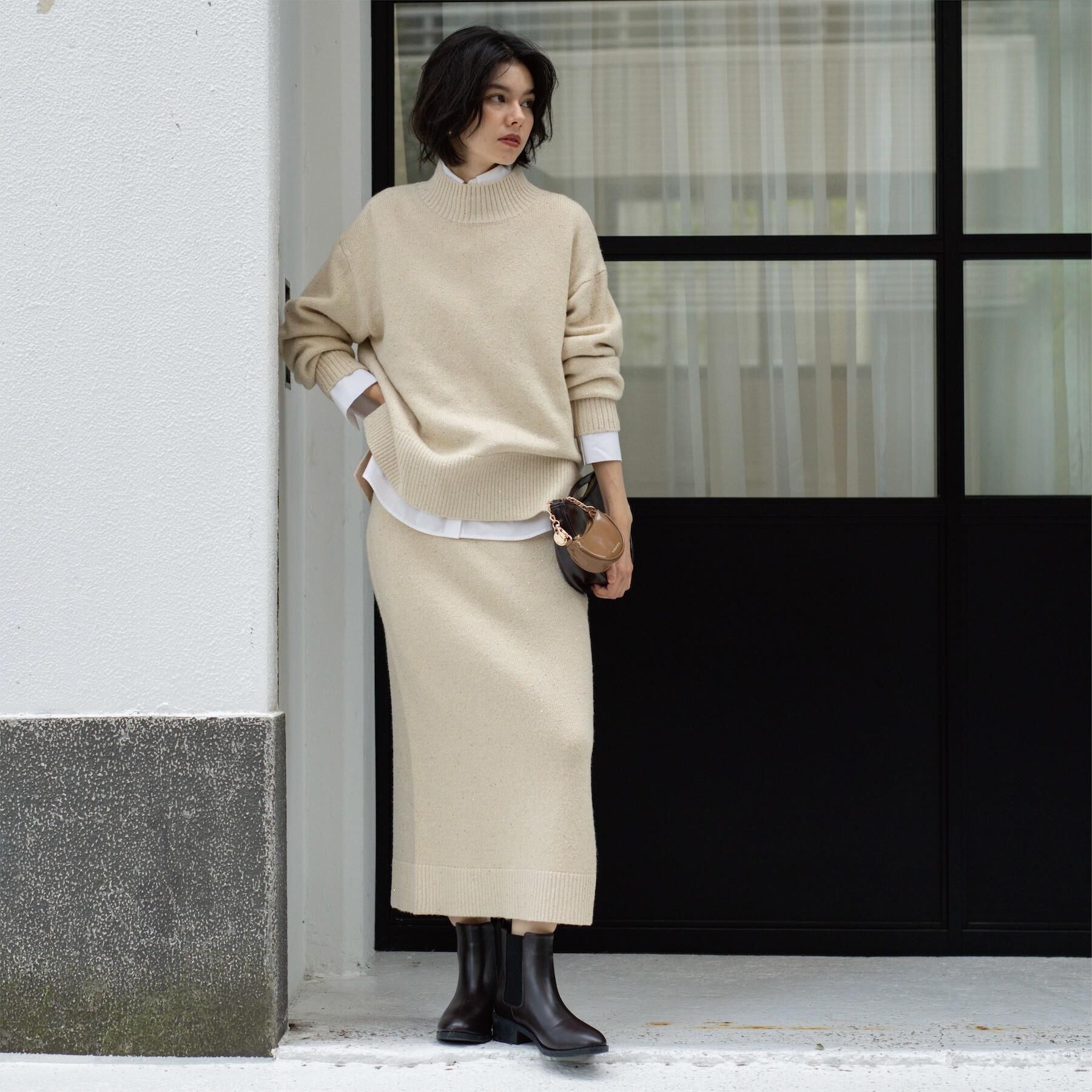 OPAQUE.CLIP「ラメスパンコールハイネックニット/セットアップ対応可【洗濯機OK】」|ニット・セーター|