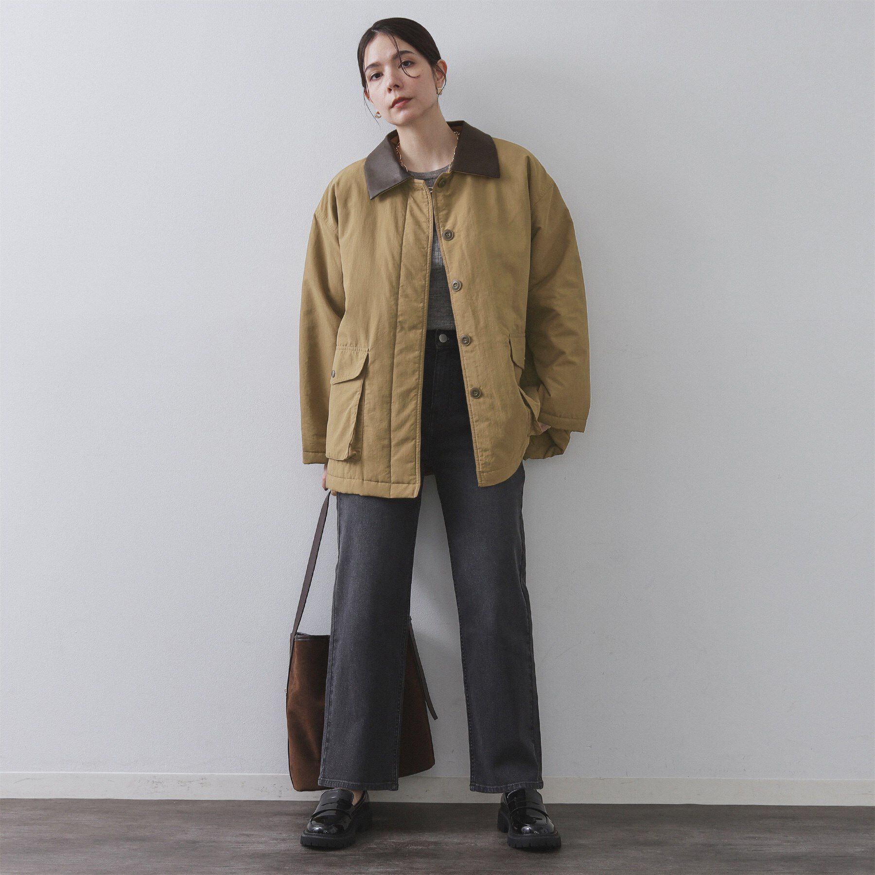 OPAQUE.CLIP「《CLASSY掲載》ステンカラー中綿コート【洗濯機OK】」|ステンカラーコート|