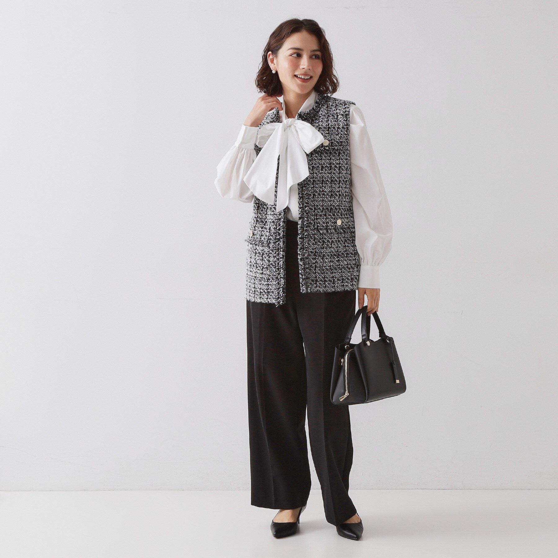 OPAQUE.CLIP「≪通勤・セレモニー対応≫ツイードジレ【洗える】」|ベスト・ジレ|