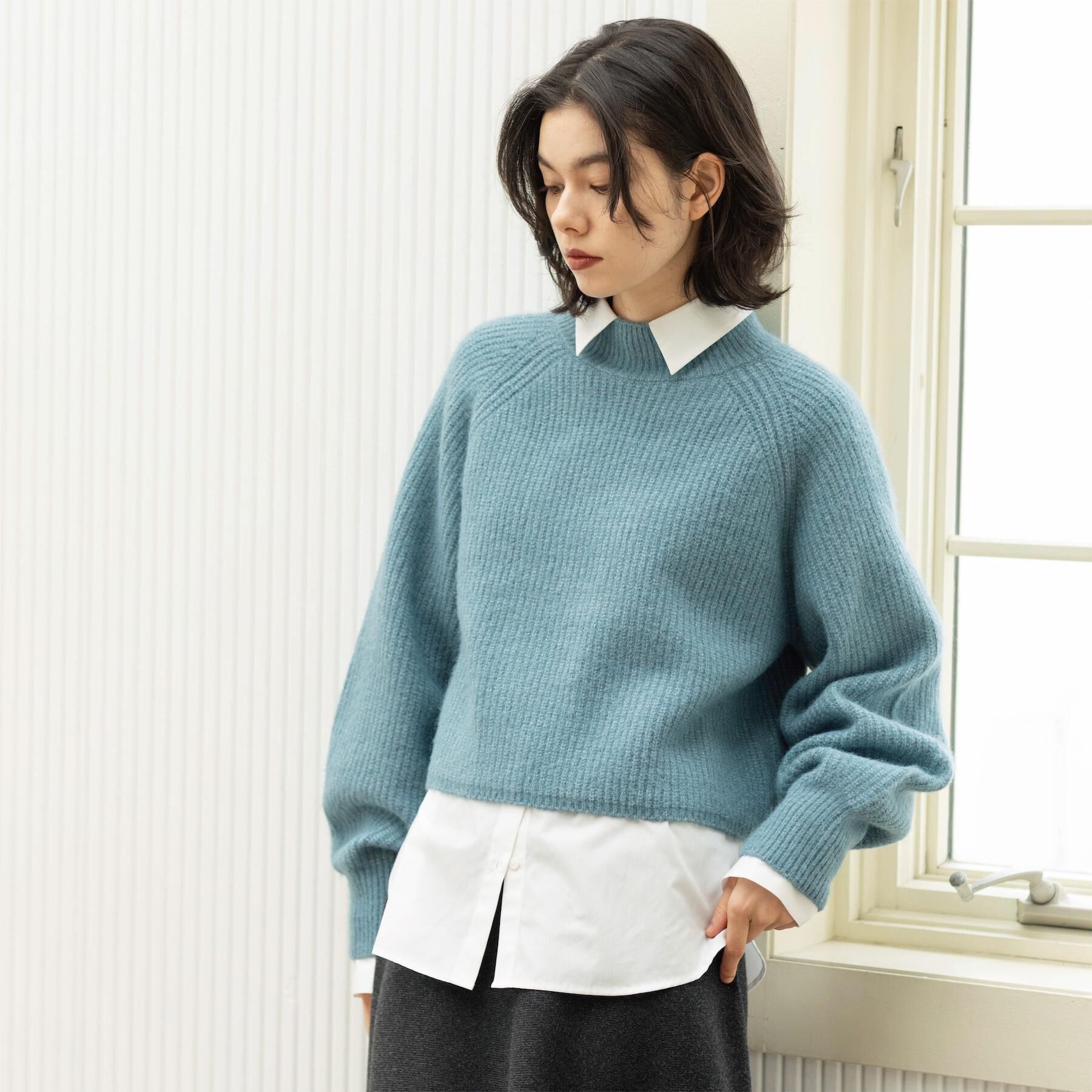 OPAQUE.CLIP「MIXミドルゲージショートあぜニット【洗濯機OK】」|ニット・セーター|