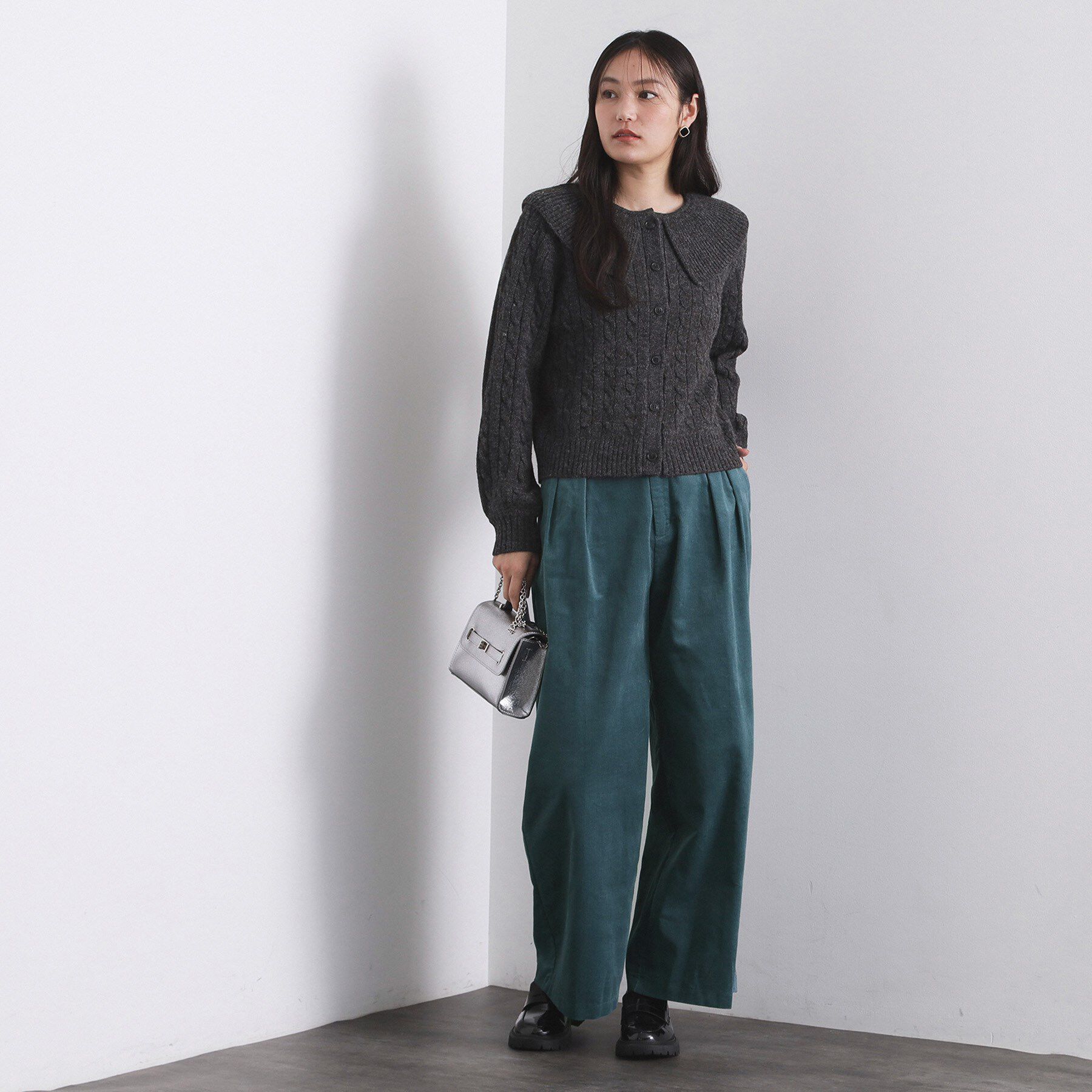 OPAQUE.CLIP「ビック襟ケーブルニット【洗濯機OK／抗ピル】」|ニット・セーター|