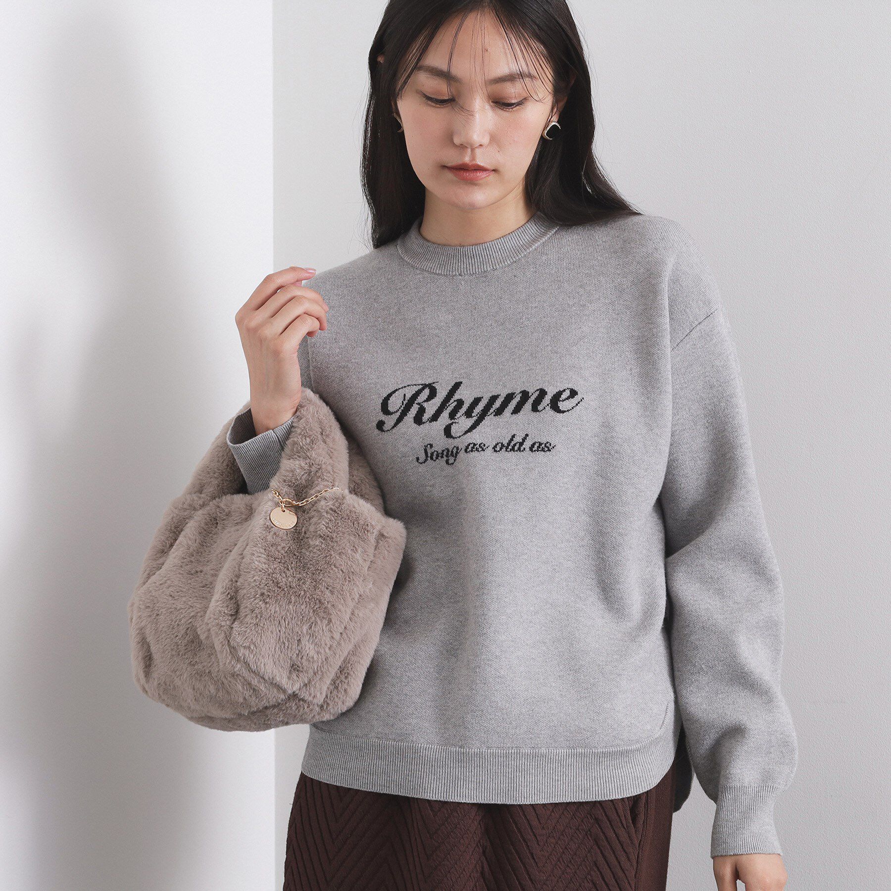 OPAQUE.CLIP「襟付きロゴジャカードニット【洗濯機OK】」|ニット・セーター|