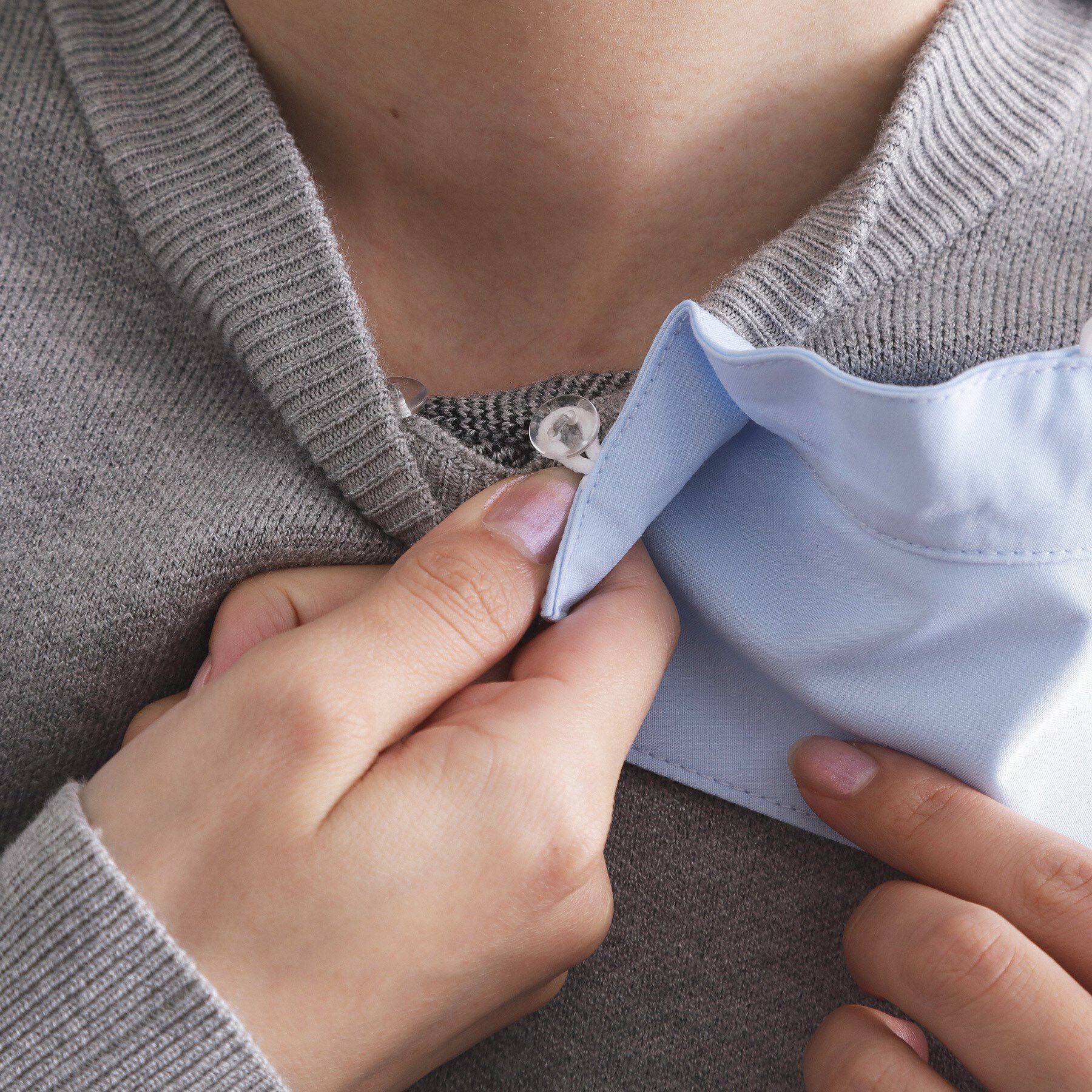 OPAQUE.CLIP「襟付きロゴジャカードニット【洗濯機OK】」|ニット・セーター|