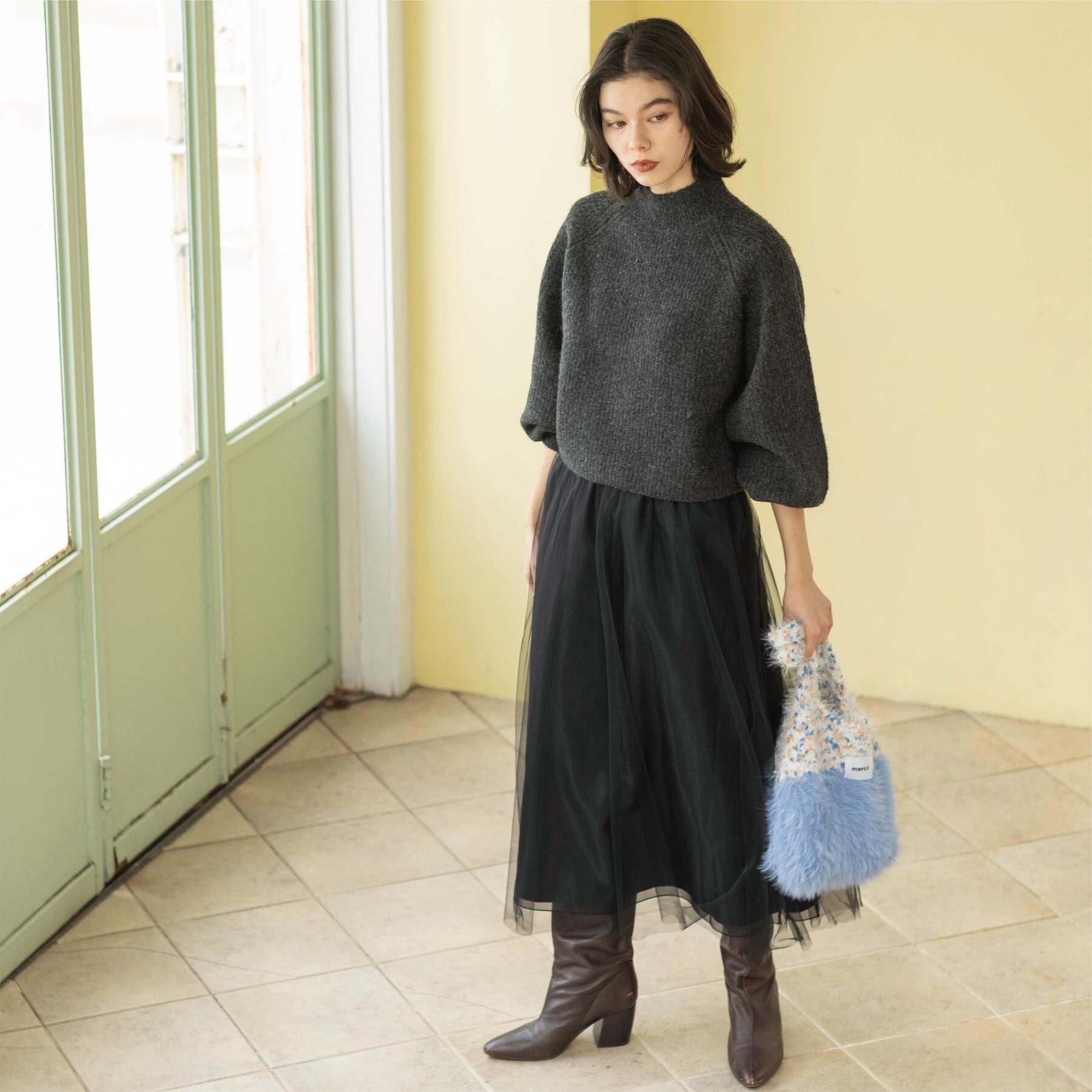 OPAQUE.CLIP「チュールイージーギャザースカート【洗濯機OK】」|スカート|