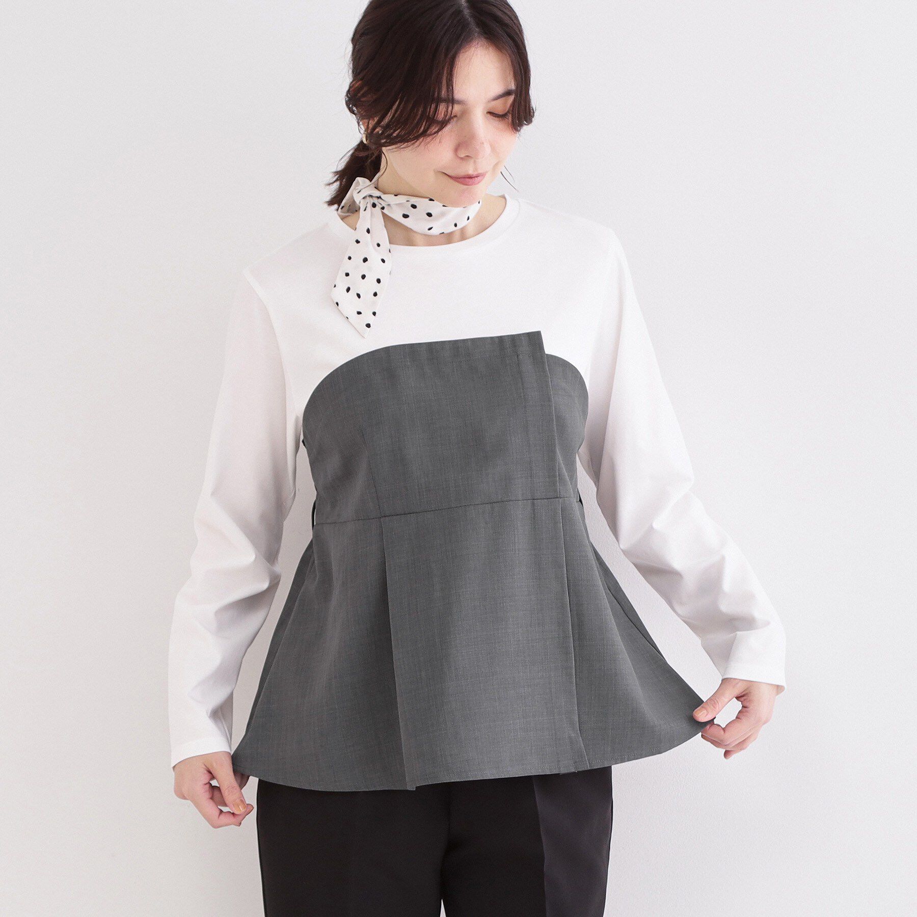 OPAQUE.CLIP「ビスチェドッキングカットソー【洗濯機OK】」|Tシャツ・カットソー|チャコールグレー(0