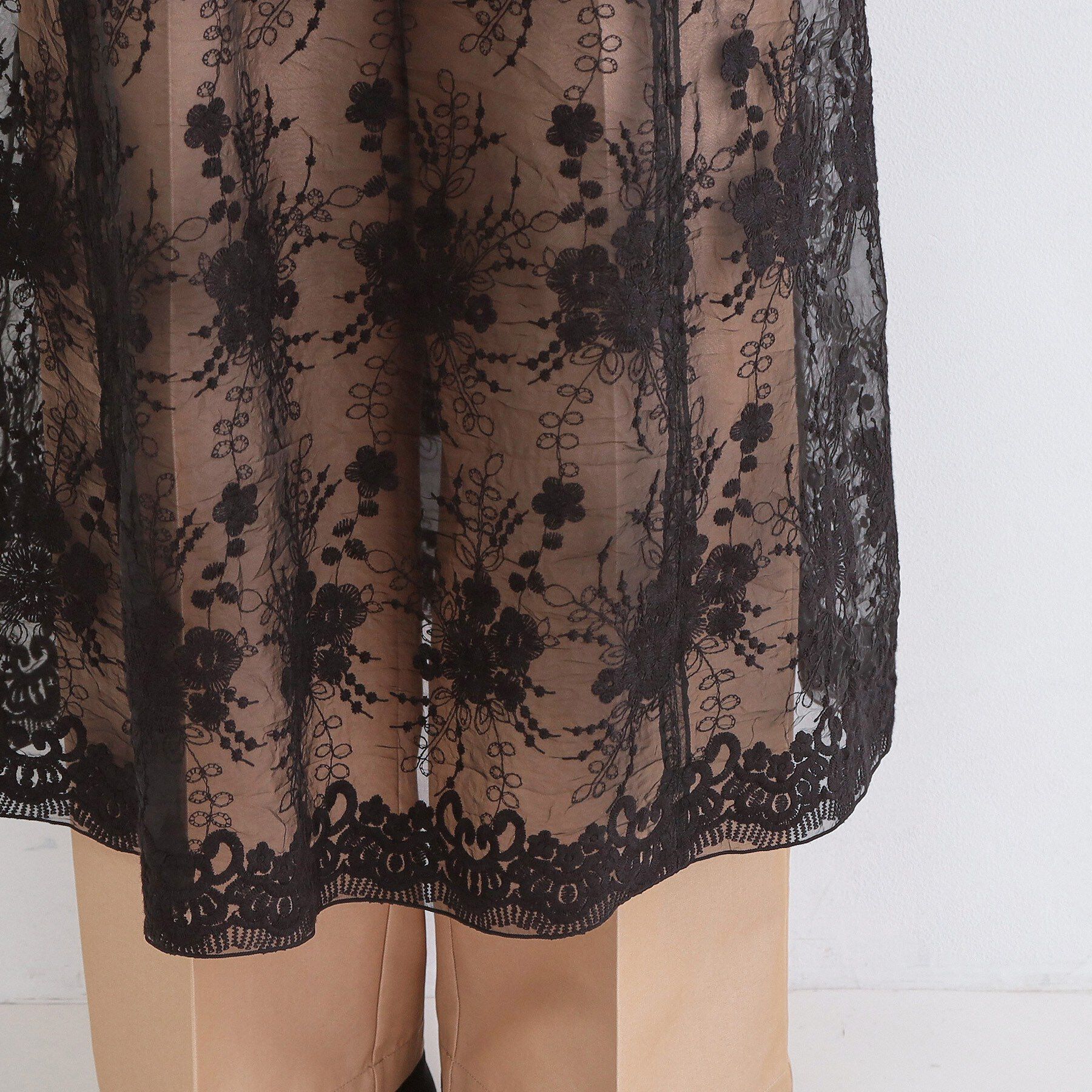 OPAQUE.CLIP「シアーレース刺繍レイヤードスカート【洗濯機OK】」|スカート|