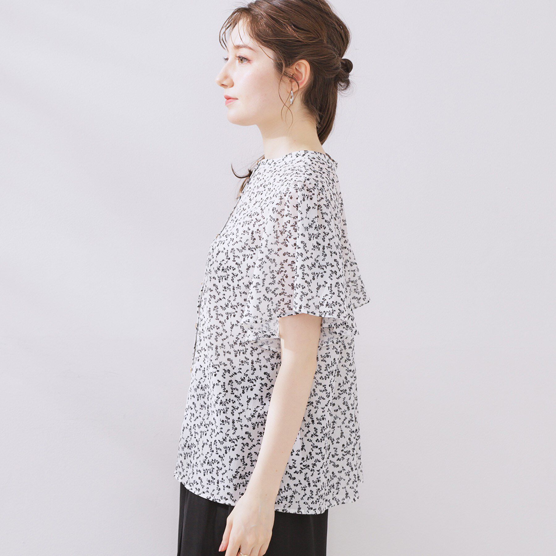 Couture broach「【キレイめ・通勤】前後2WAY楊柳フレアー袖ブラウス」|シャツ・ブラウス|