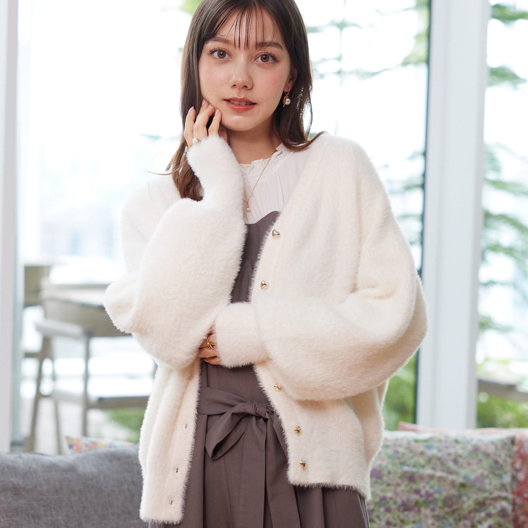 Couture broach「【ふわふわ/前後2WAY】フェザーカーディトップス」|カーディガン|