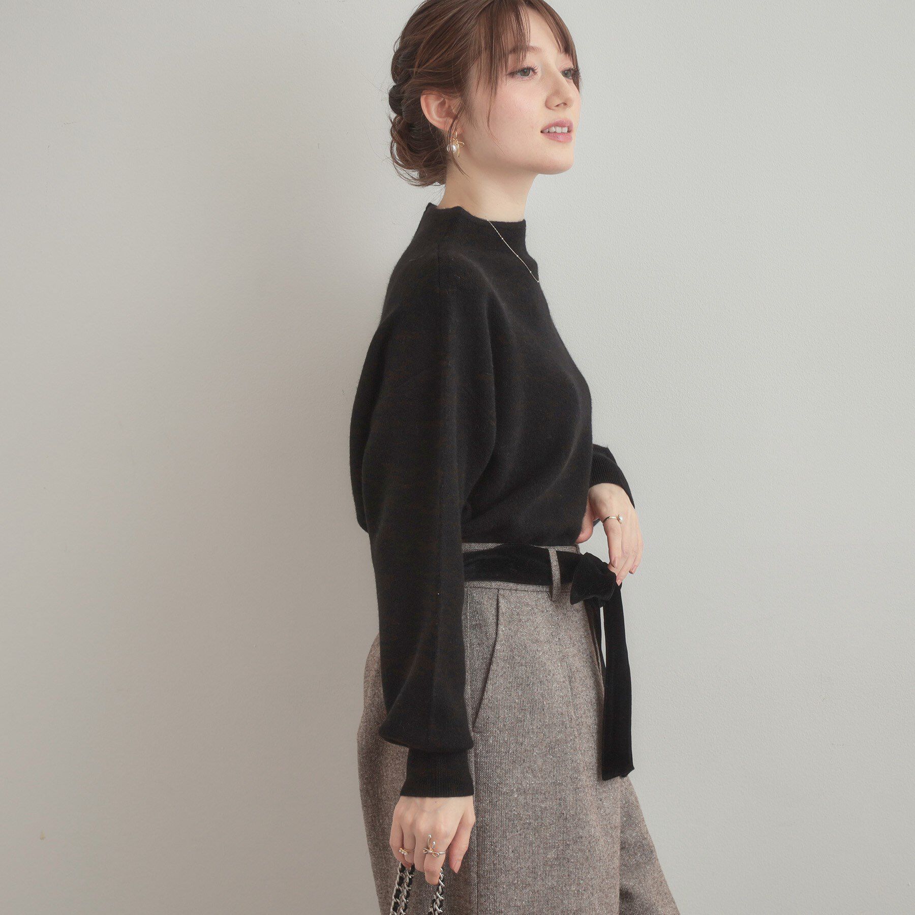 Couture broach「【ゆるふわ・通勤】リッシュアンゴラ バックパール調ニット」|ニット・セーター|