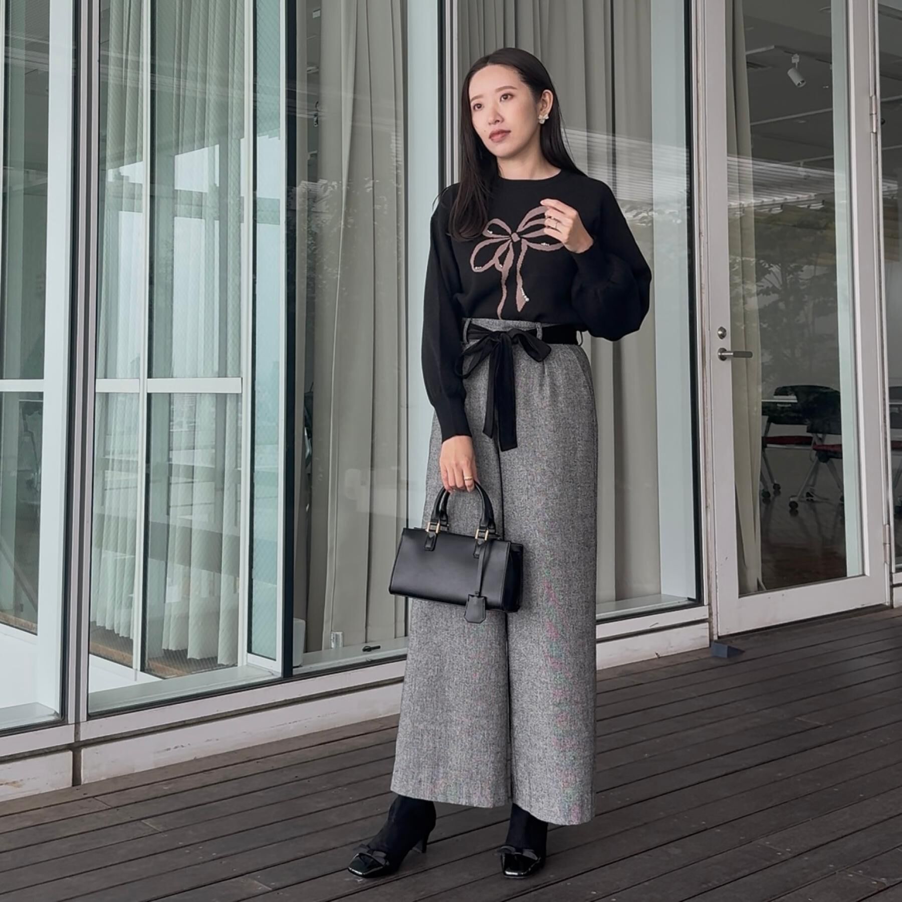 Couture broach「【上品華やか・通勤】ラメツイード ワイドパンツ」|その他|