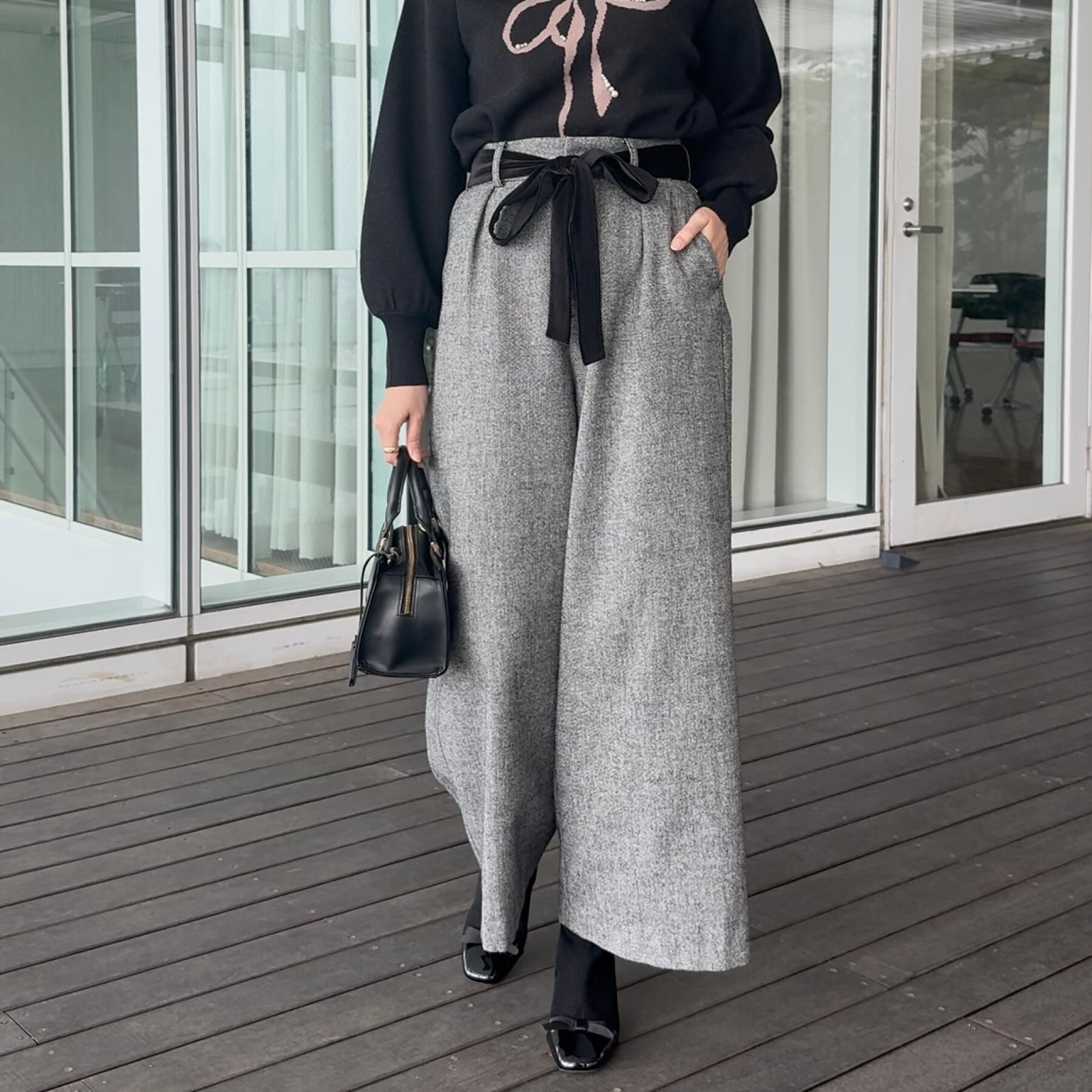 Couture broach「【上品華やか・通勤】ラメツイード ワイドパンツ」|その他|
