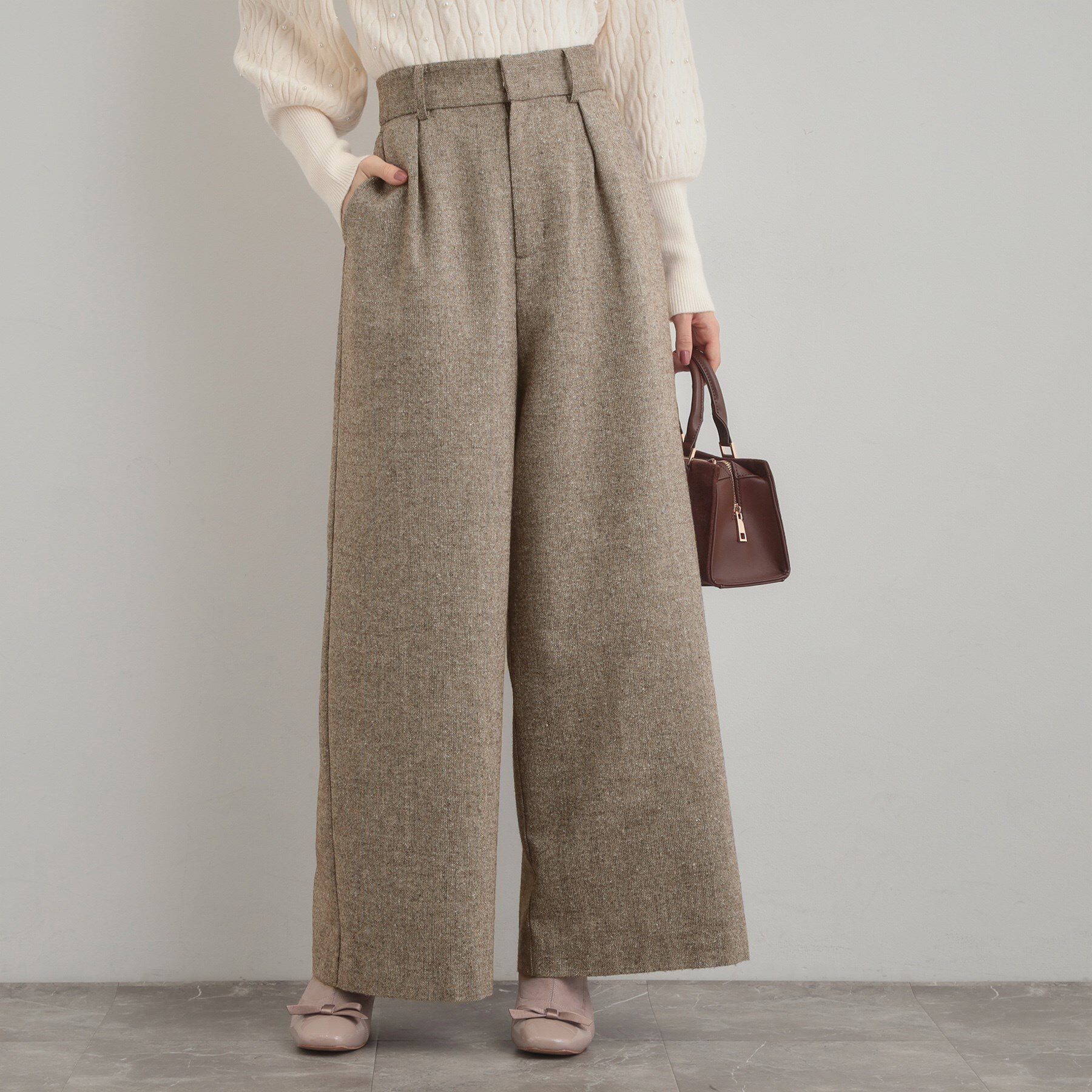 Couture broach「【上品華やか・通勤】ラメツイード ワイドパンツ」|その他|