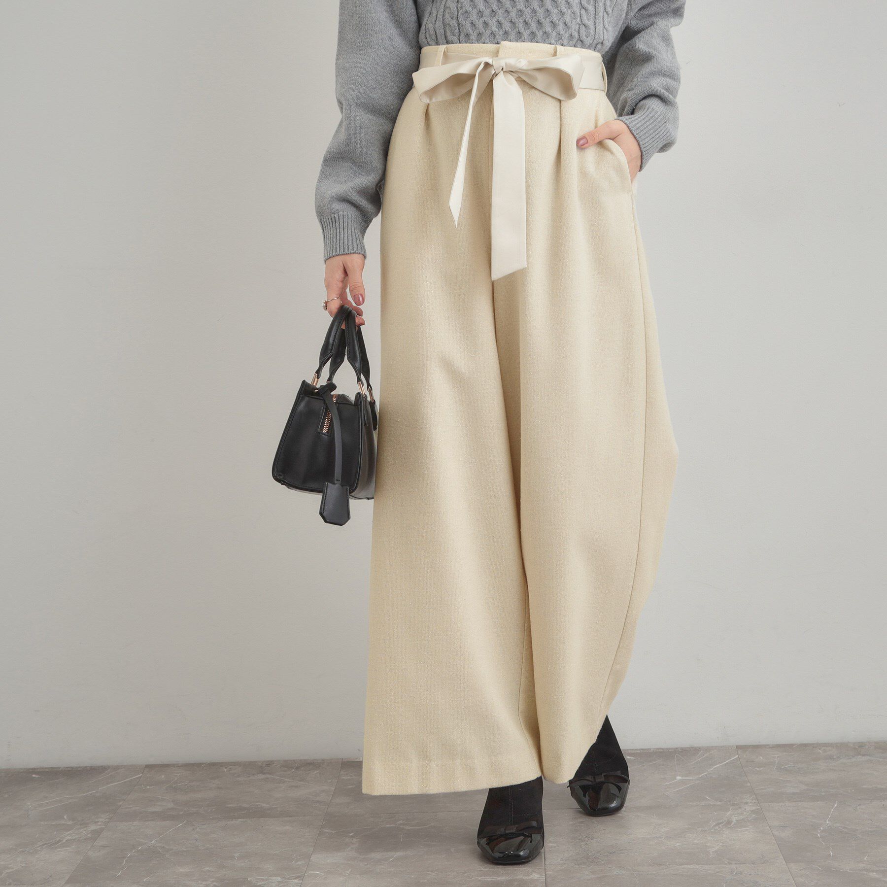 Couture broach「【上品華やか・通勤】ラメツイード ワイドパンツ」|その他|
