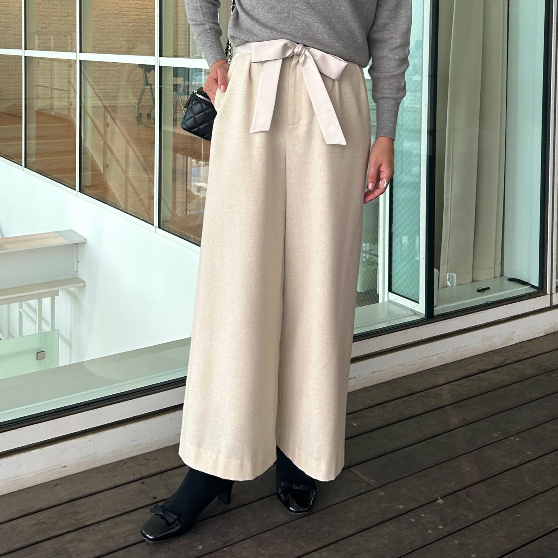 Couture broach「【上品華やか・通勤】ラメツイード ワイドパンツ」|その他|