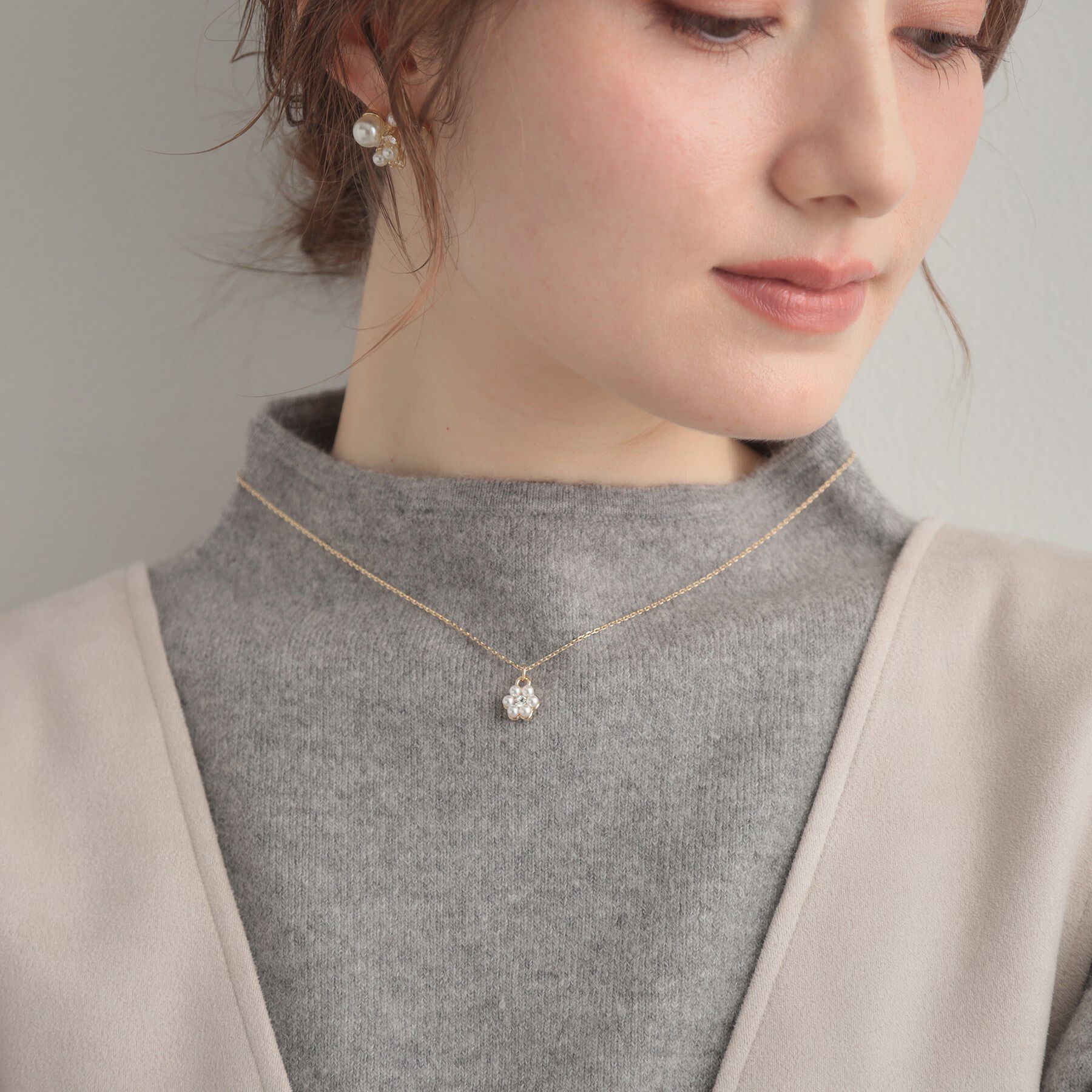 Couture broach「フラワーモチーフプチネックレス」|ネックレス|