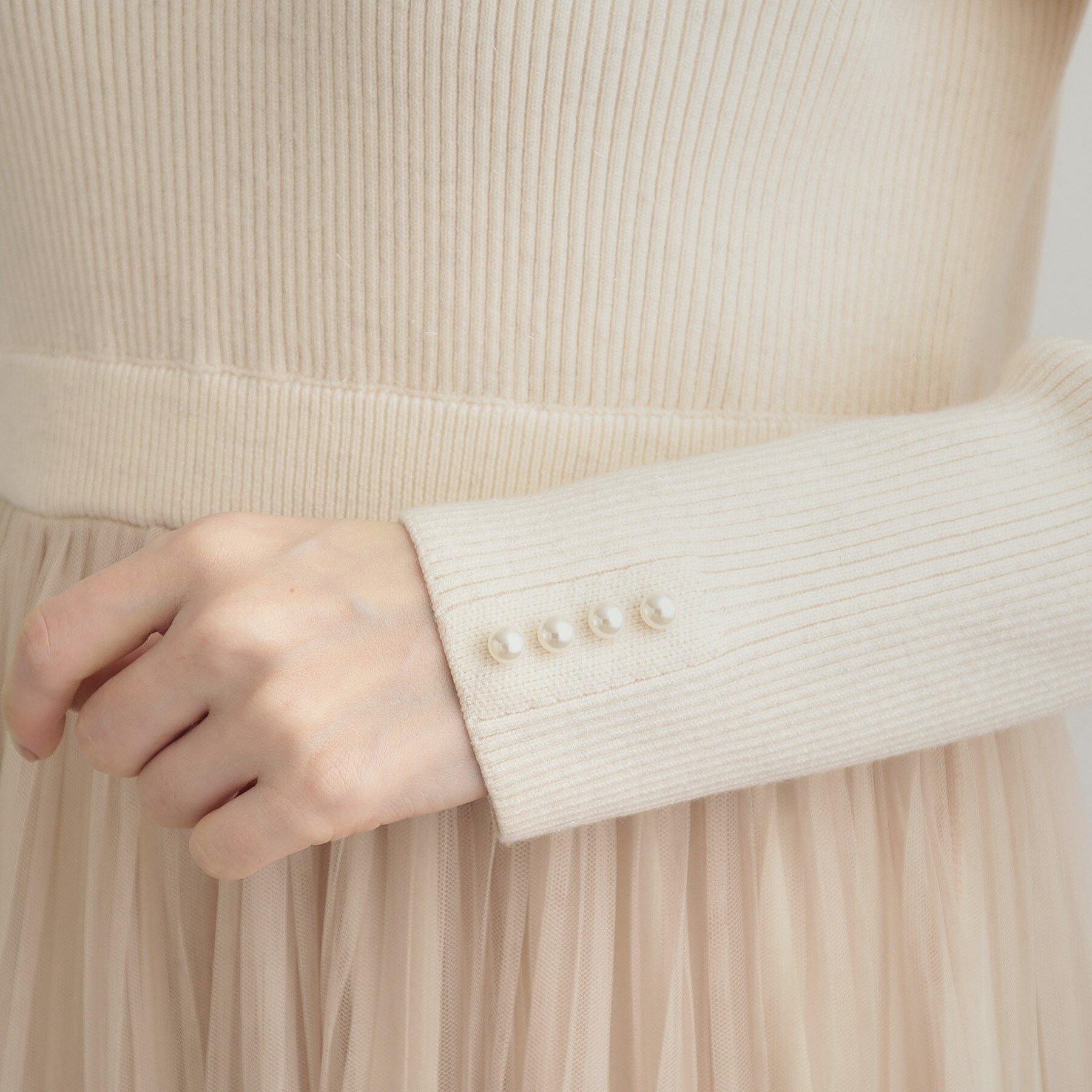 Couture broach「【S-LL/キラキラリブニット】チュールドッキング ワンピース」|ワンピース|