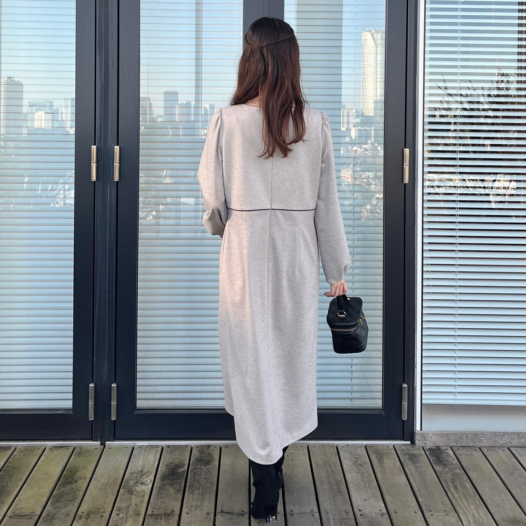 Couture broach「【通勤・起毛ポンチ】配色Aラインワンピース」|ワンピース|