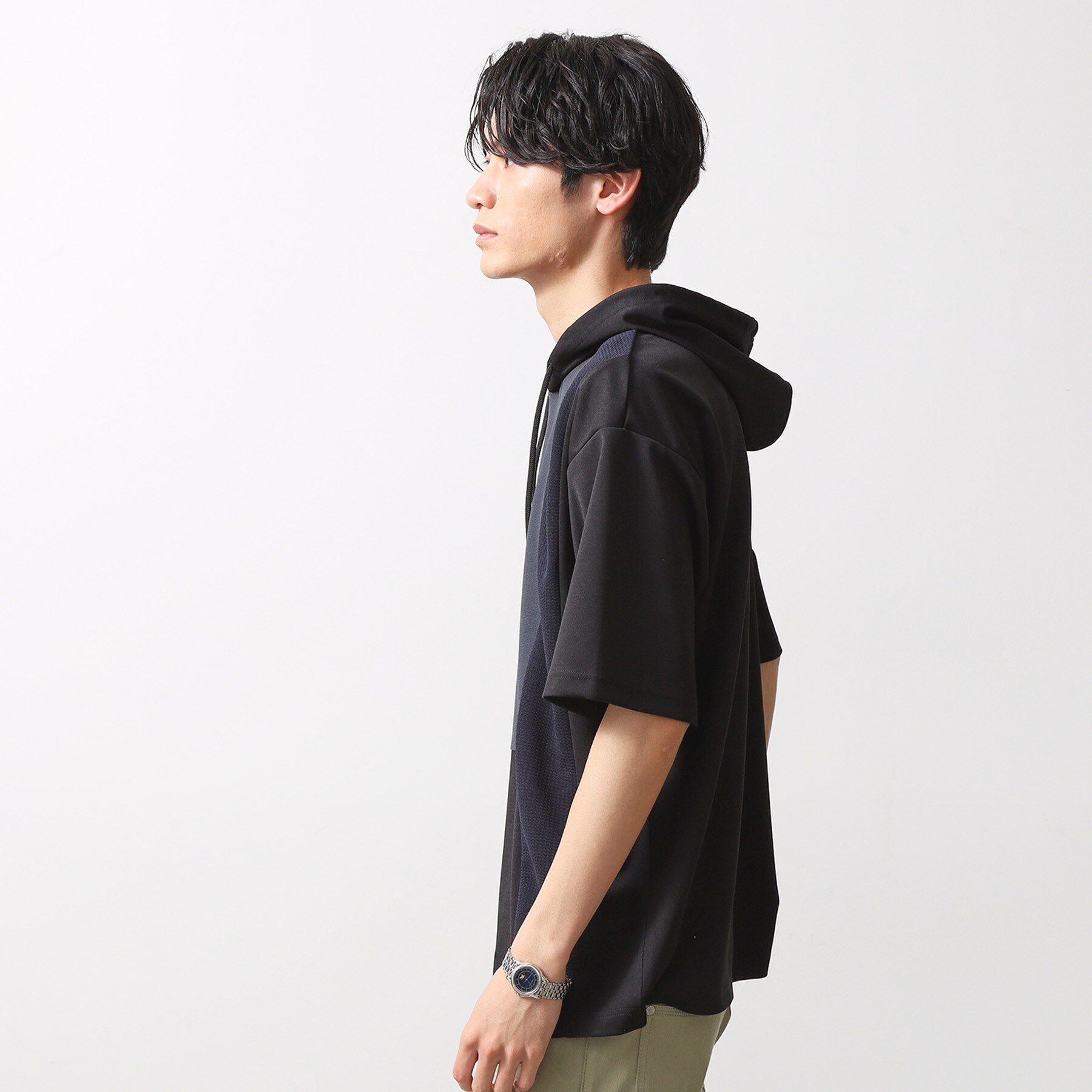 THE SHOP TK「ブロッキング半袖パーカ　洗濯機OK」|パーカー|