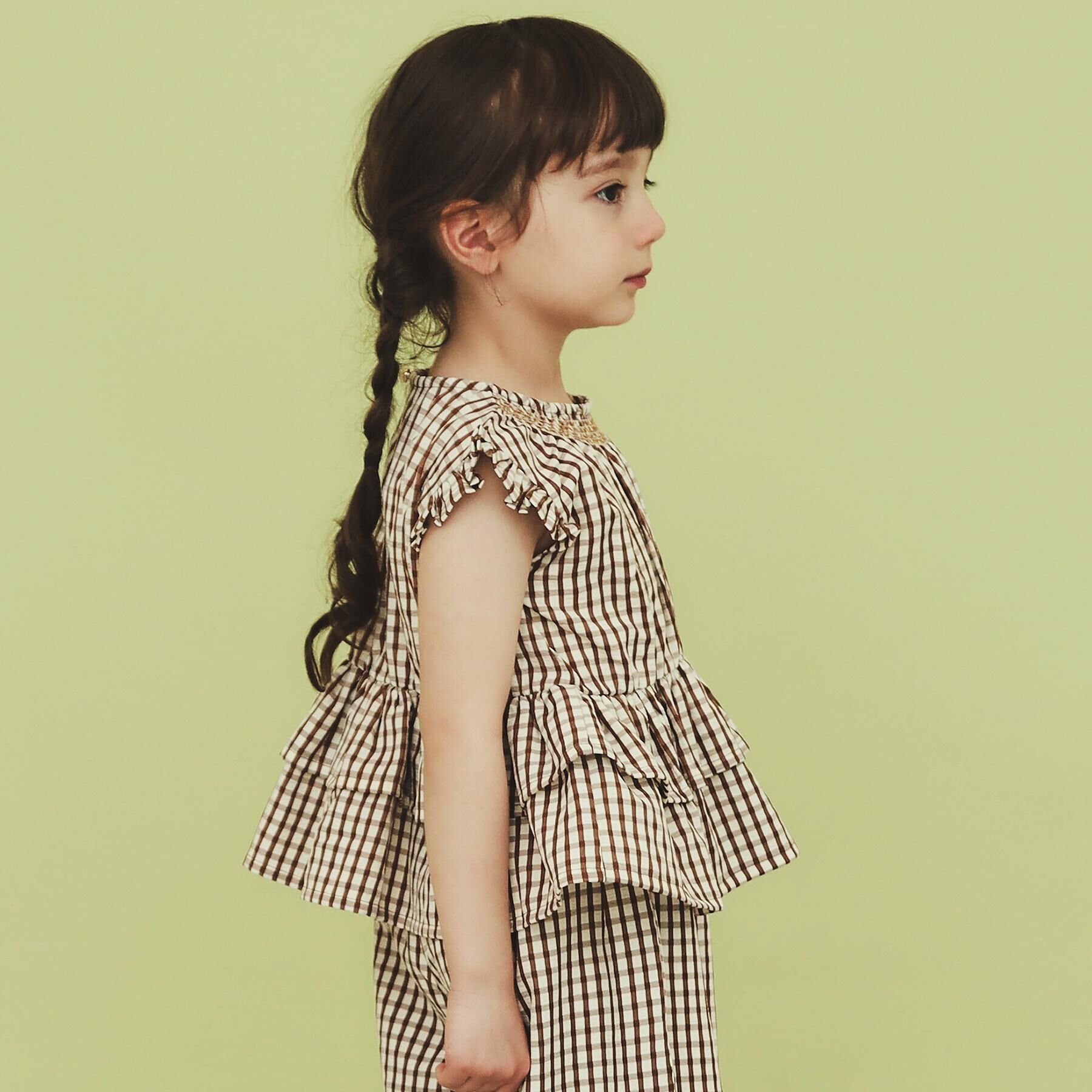 THE SHOP TK「【110-150】ギンガムチェックティアードブラウス/セットアップ可・洗濯機OK」|シャツ・ブラウス|