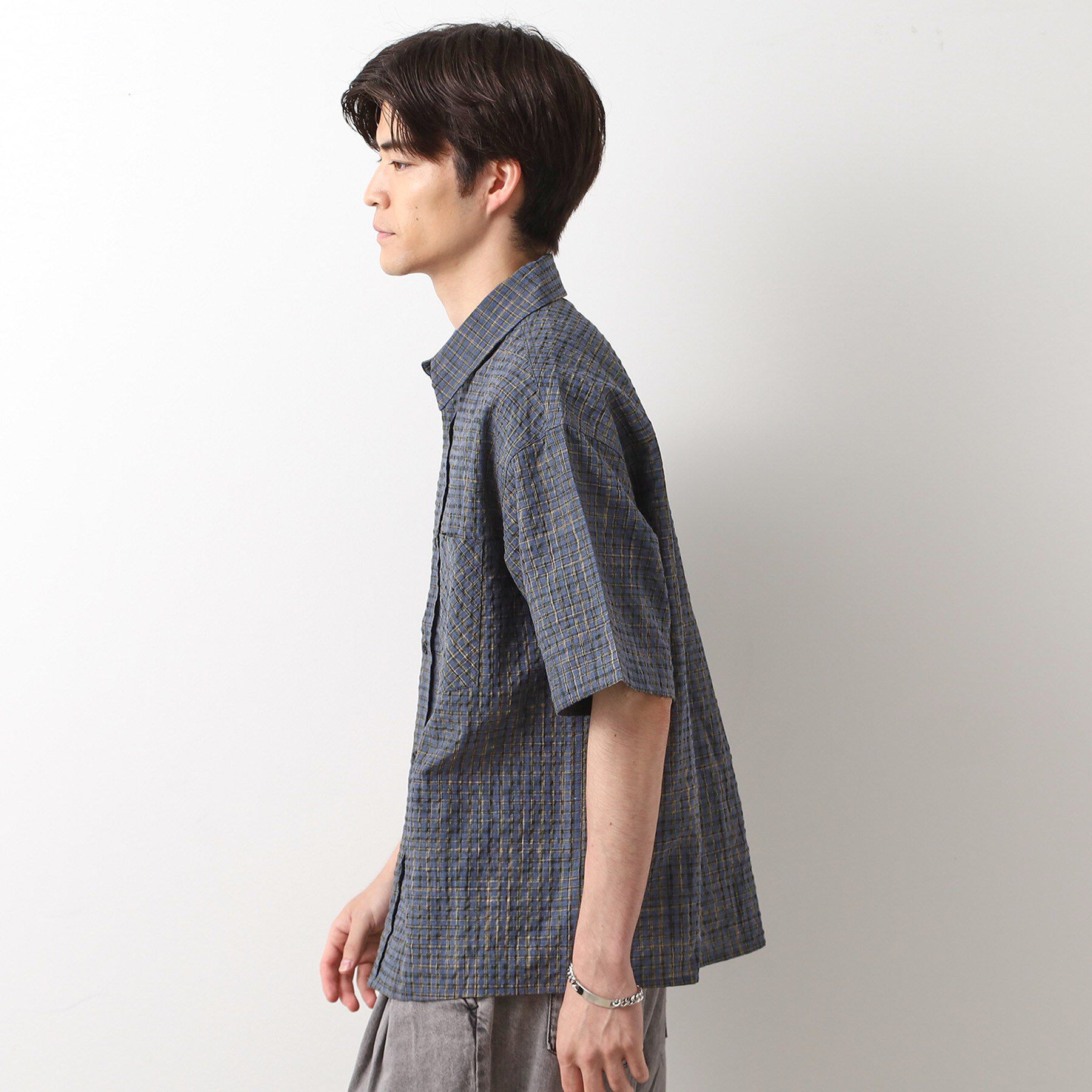 THE SHOP TK「シアサッカーチェックシャツ 【洗濯機OK】」|シャツ・ブラウス|