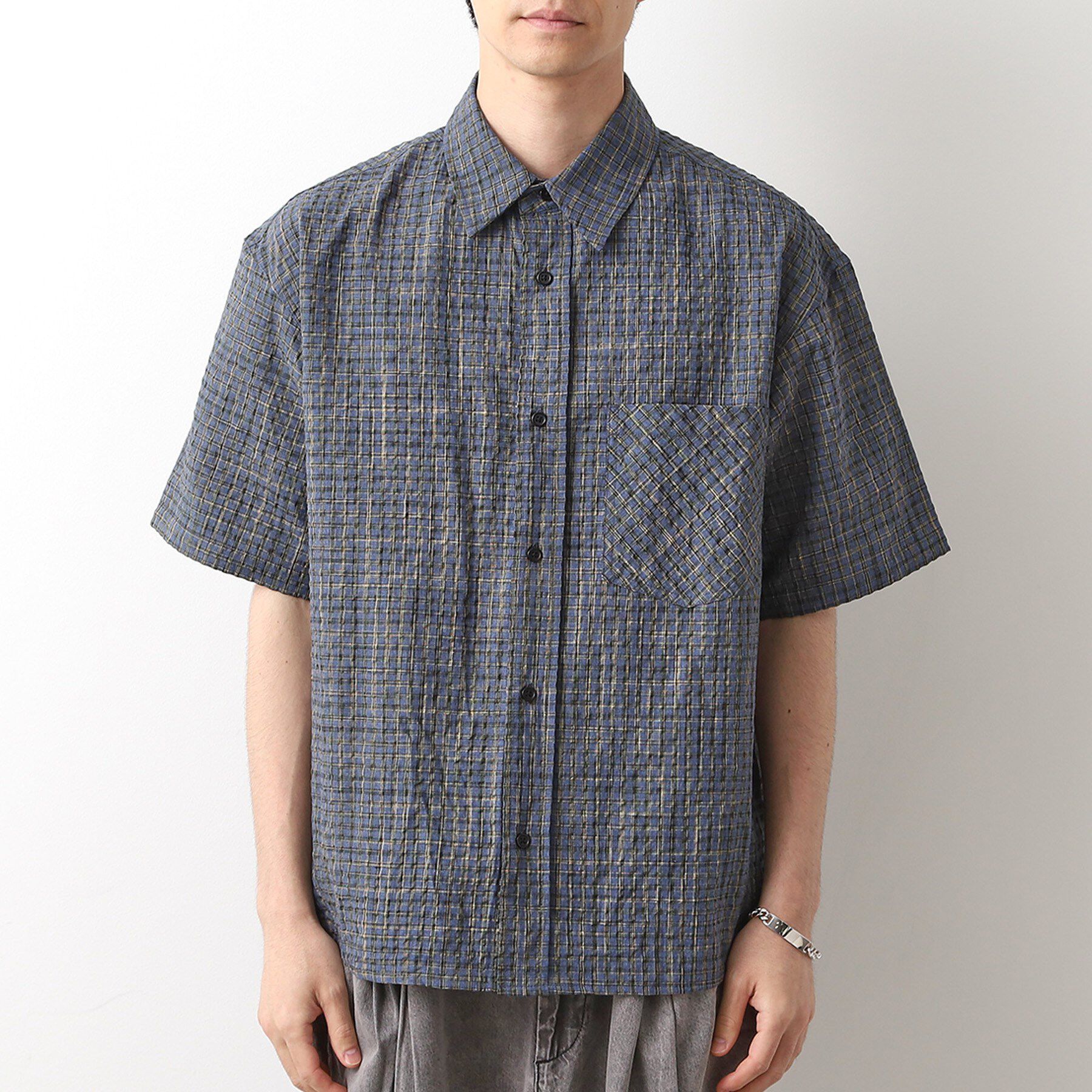 THE SHOP TK「シアサッカーチェックシャツ 【洗濯機OK】」|シャツ・ブラウス|