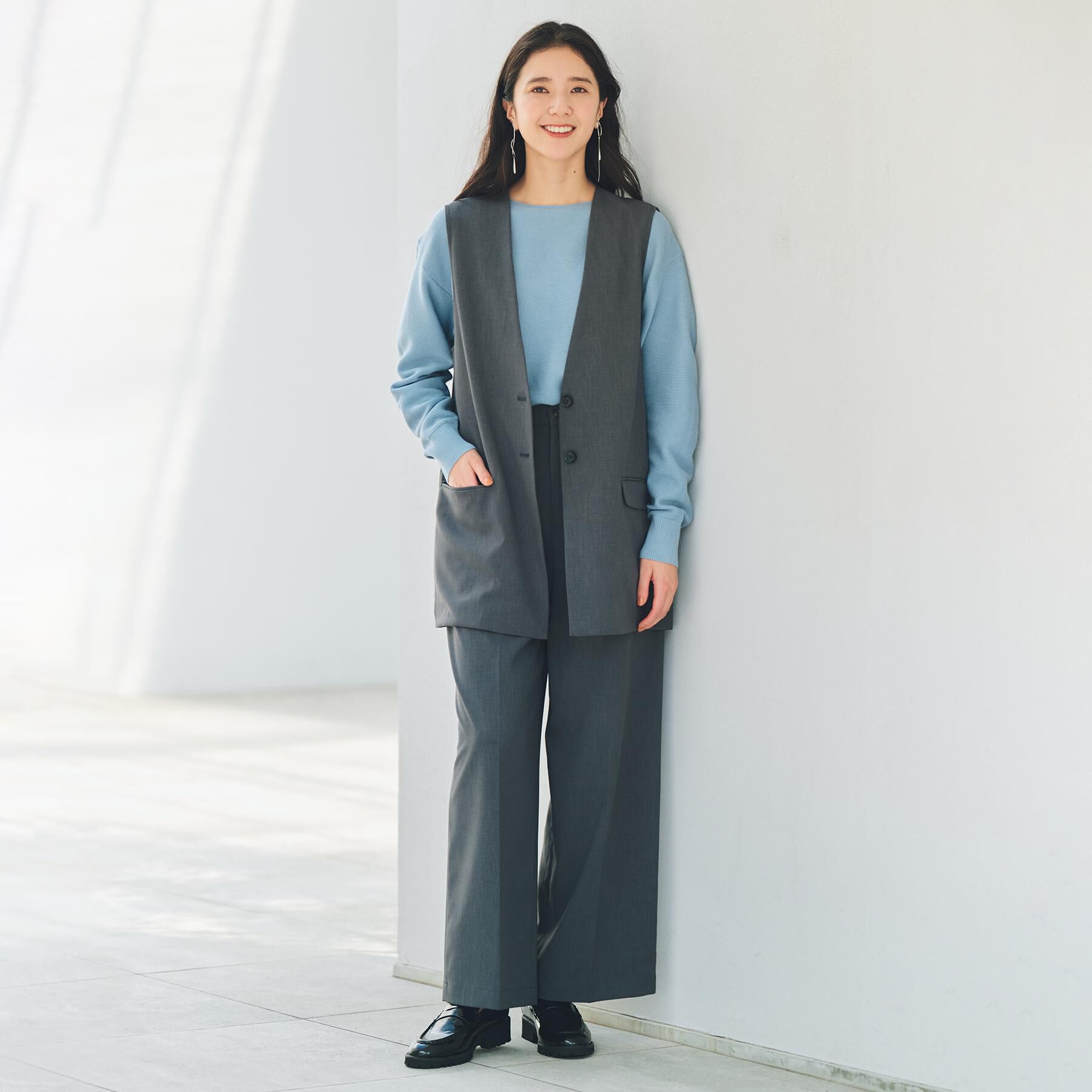 THE SHOP TK「ノーカラージレ【セットアップ可/洗濯機OK】」|ベスト・ジレ|