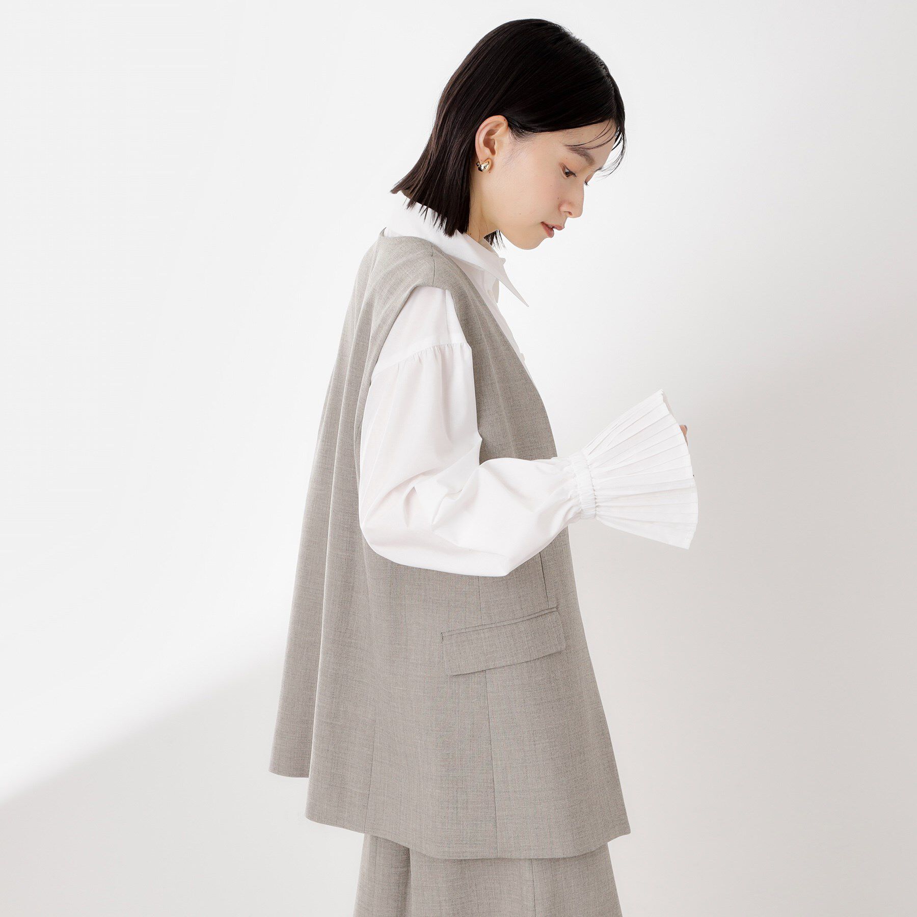 THE SHOP TK「ノーカラージレ【セットアップ可/洗濯機OK】/CAVIANシリーズ」|ベスト・ジレ|