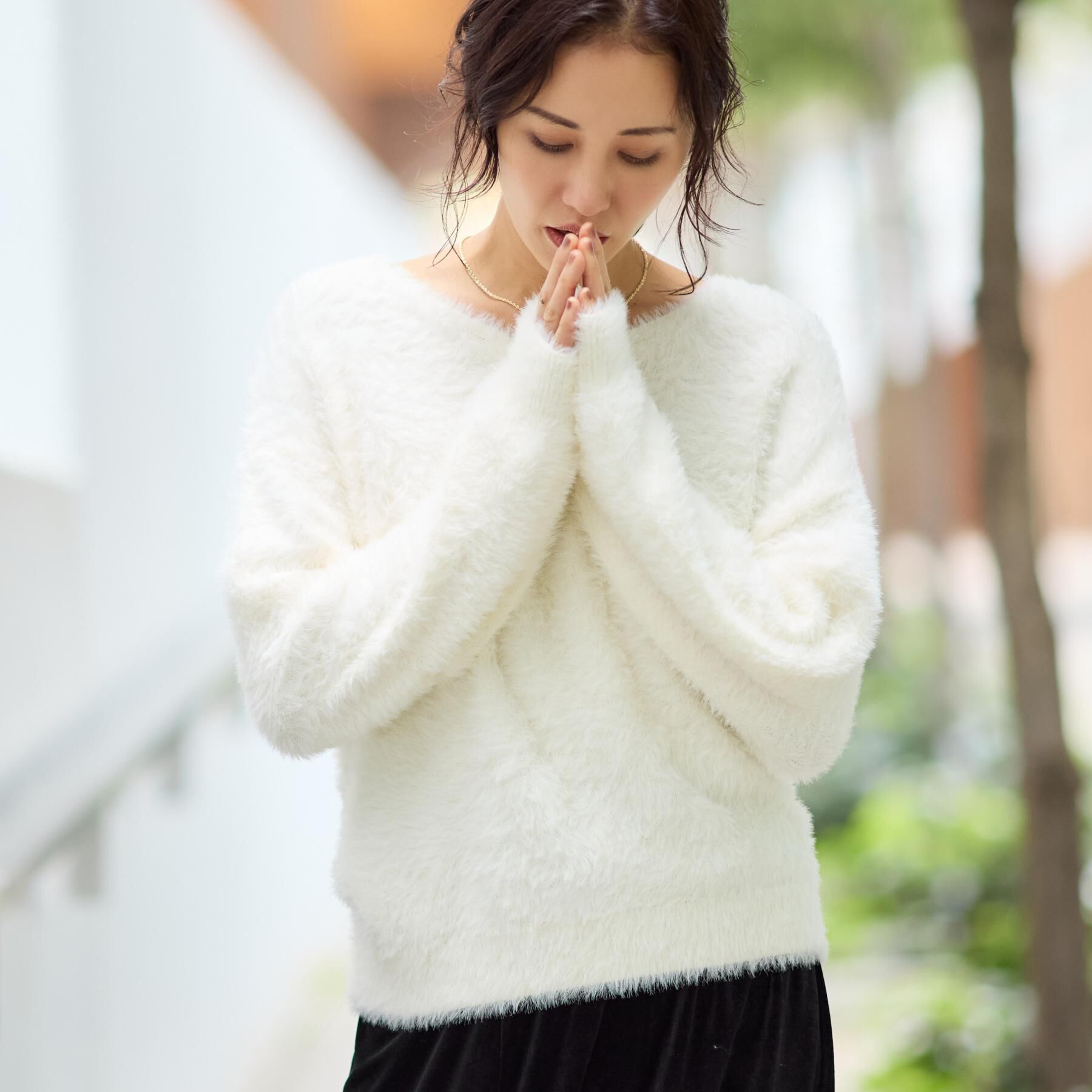 THE SHOP TK「【華やかで柔らか】ふわふわフェザーニット/洗える・前後2WAY」|ニット・セーター|