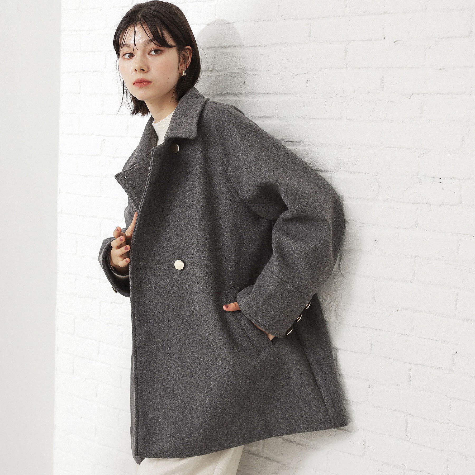 THE SHOP TK「クラシカルな装い ウールライクスタンドカラーコート」|その他|