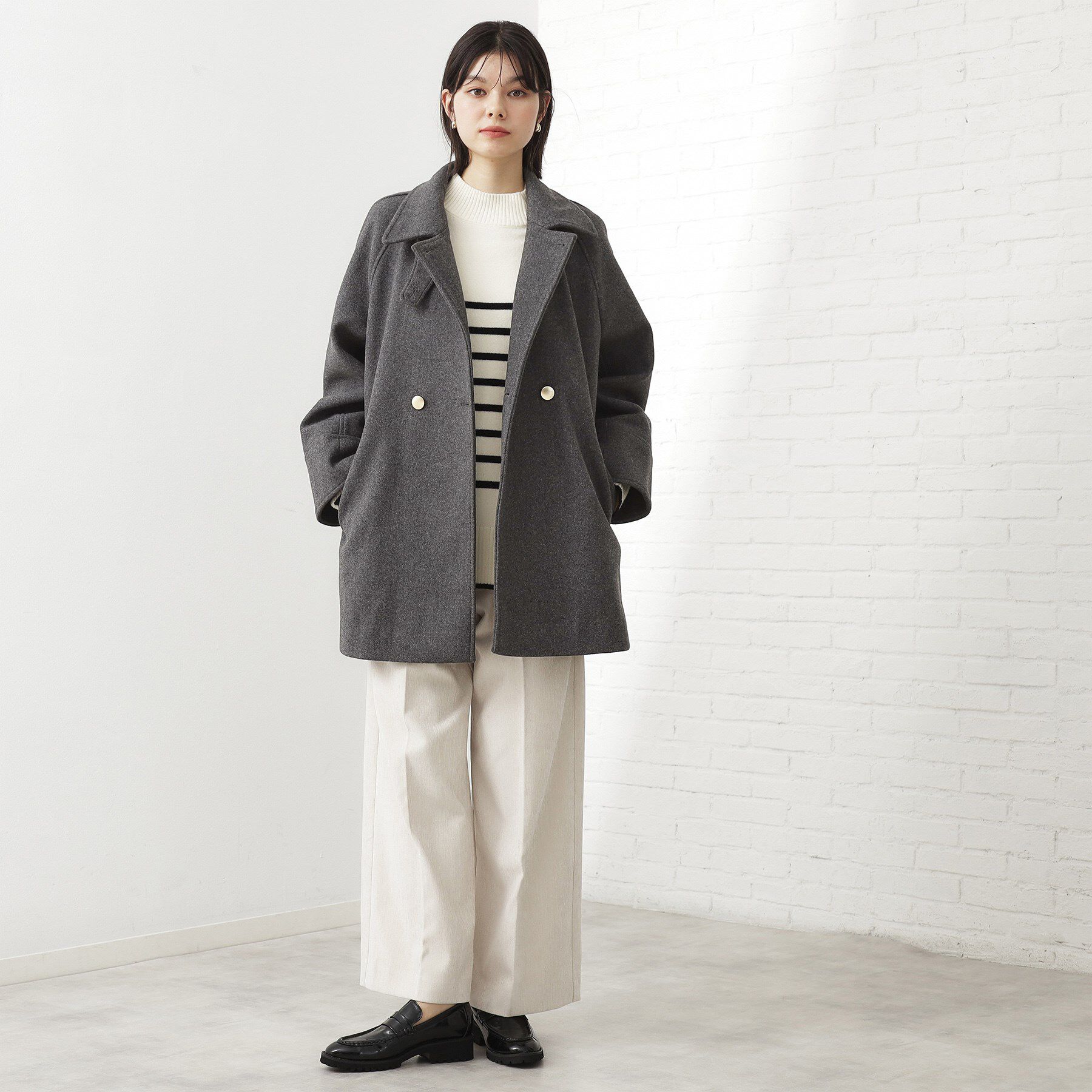 THE SHOP TK「クラシカルな装い ウールライクスタンドカラーコート」|その他|