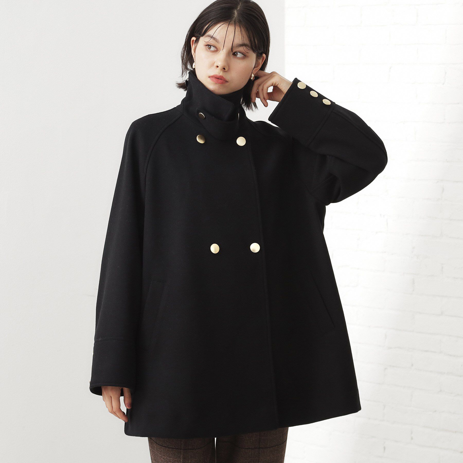 THE SHOP TK「クラシカルな装い ウールライクスタンドカラーコート」|その他|ネイビー(094)