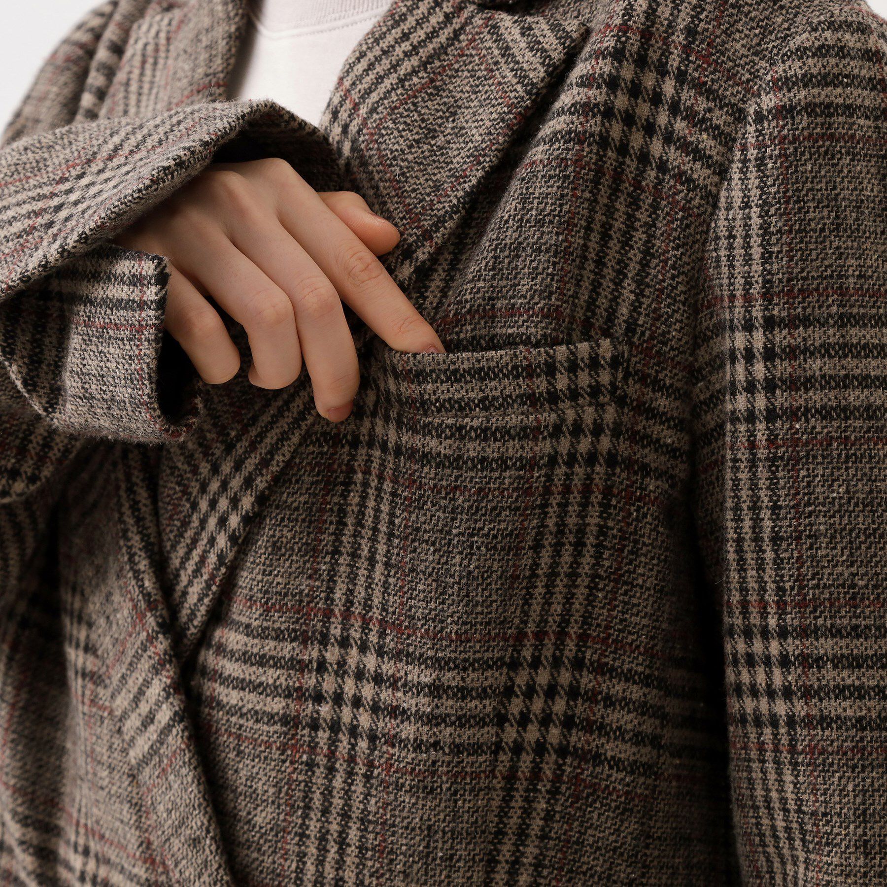 THE SHOP TK「【洗えるアウター】ヘリンボーン＆チェック柄ジャケット」|テーラードジャケット|