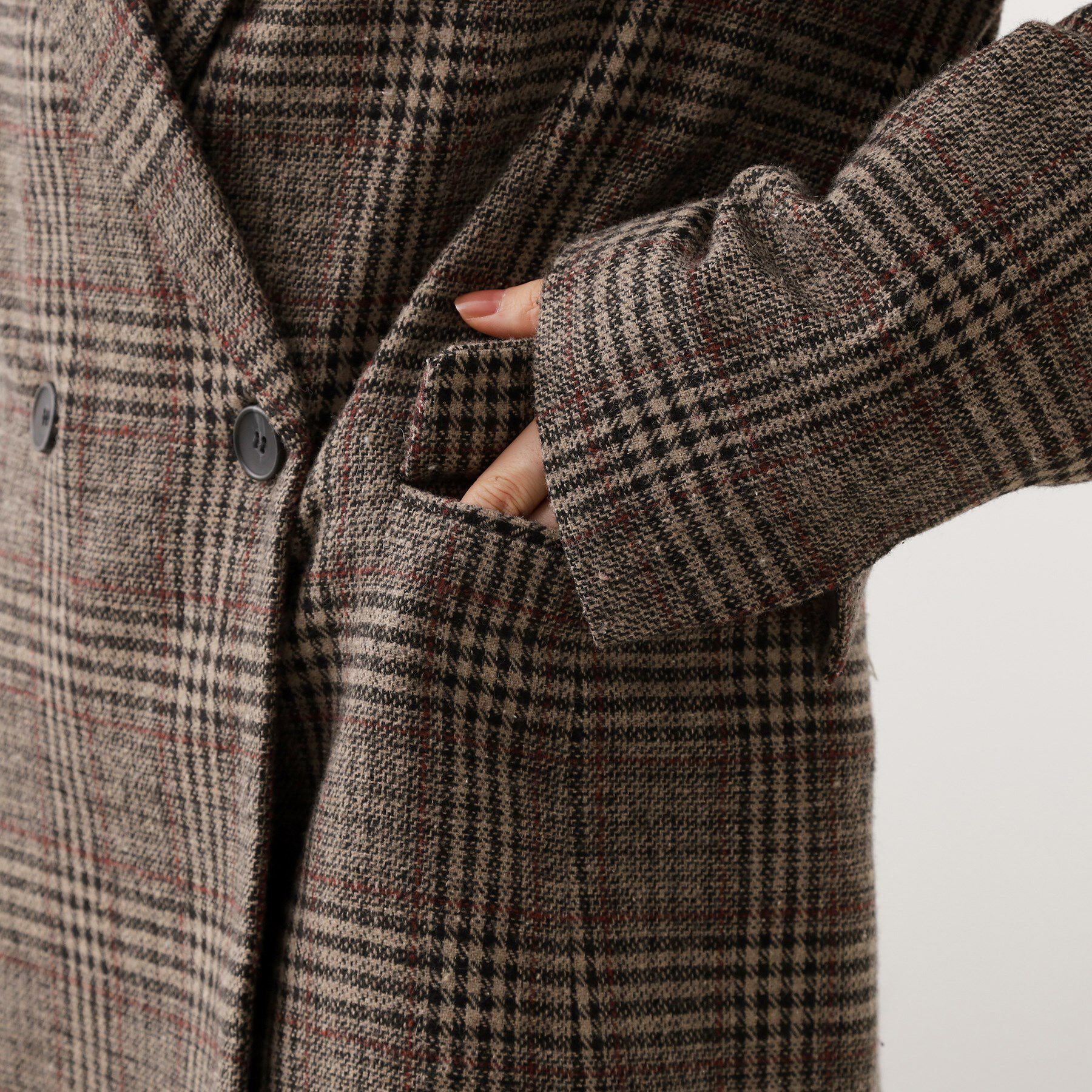 THE SHOP TK「【洗えるアウター】ヘリンボーン＆チェック柄ジャケット」|テーラードジャケット|