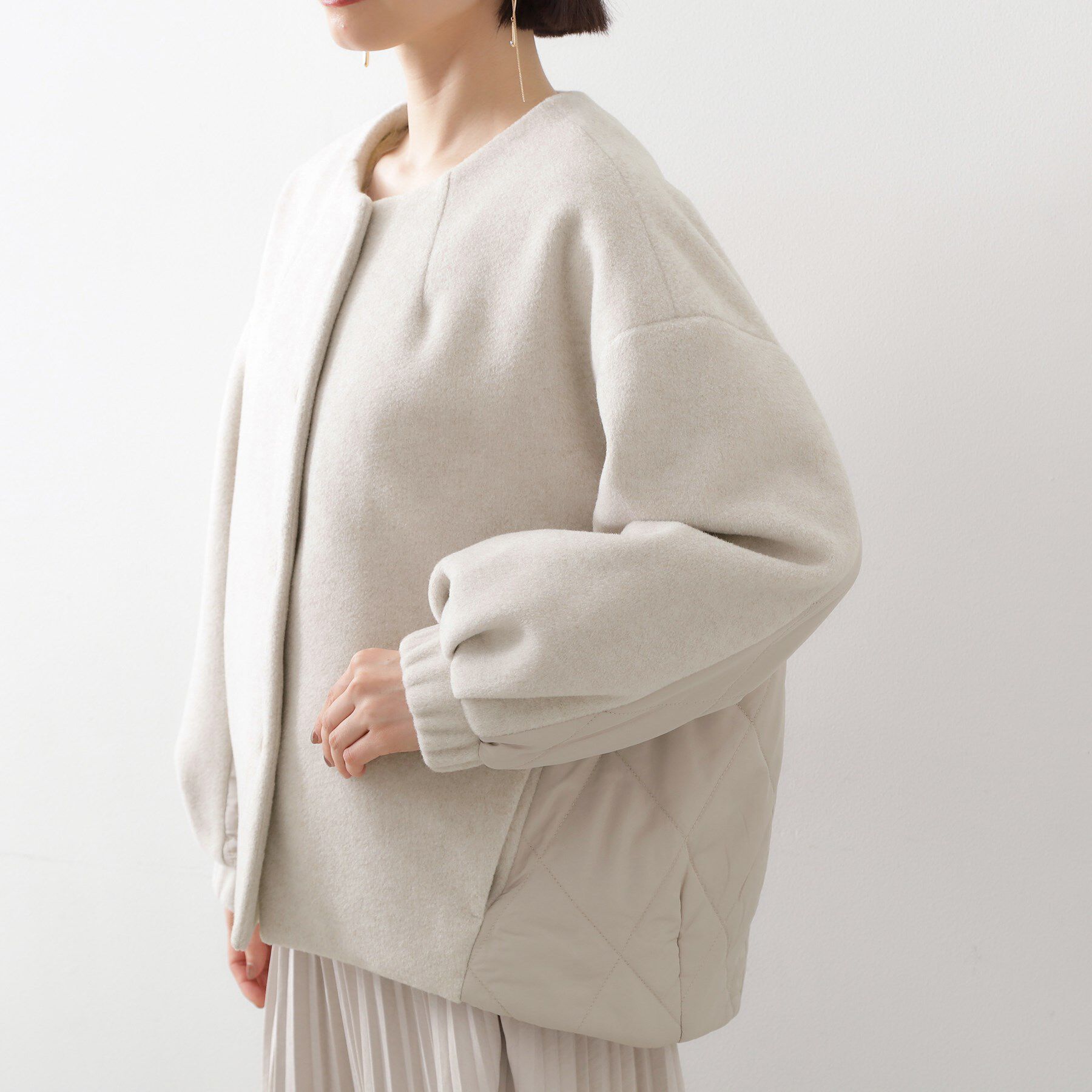 THE SHOP TK「前後で印象が変わる ドッキングノーカラージャケット」|ノーカラージャケット|