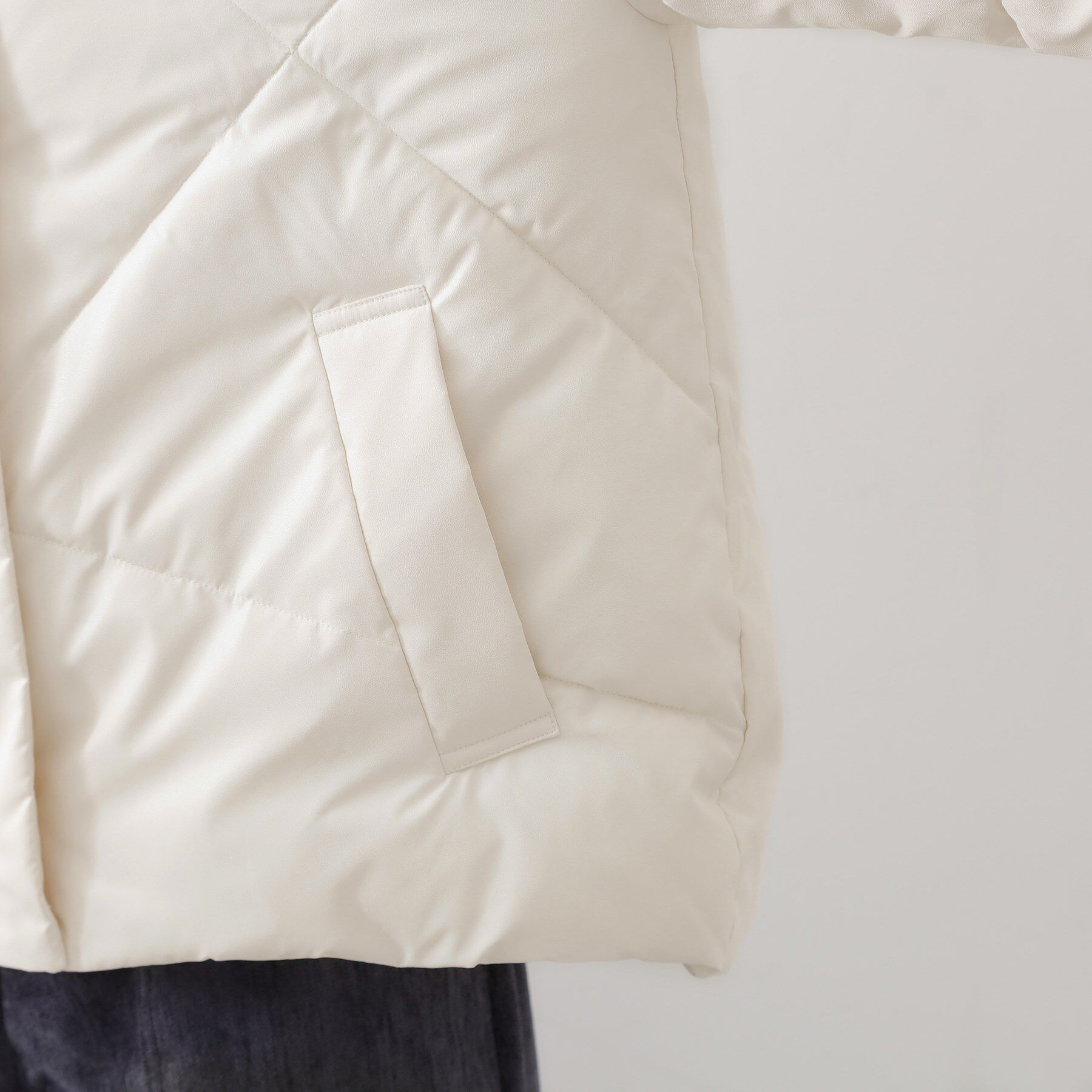 THE SHOP TK「きれいめにもカジュアルにも ノーカラーキルトジャケット」|ダウン|