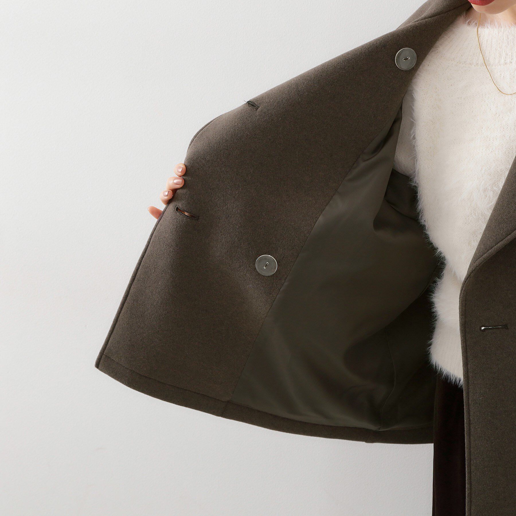 THE SHOP TK「柔らかで大人上品 ジャージメルトンPコート」|ピーコート|