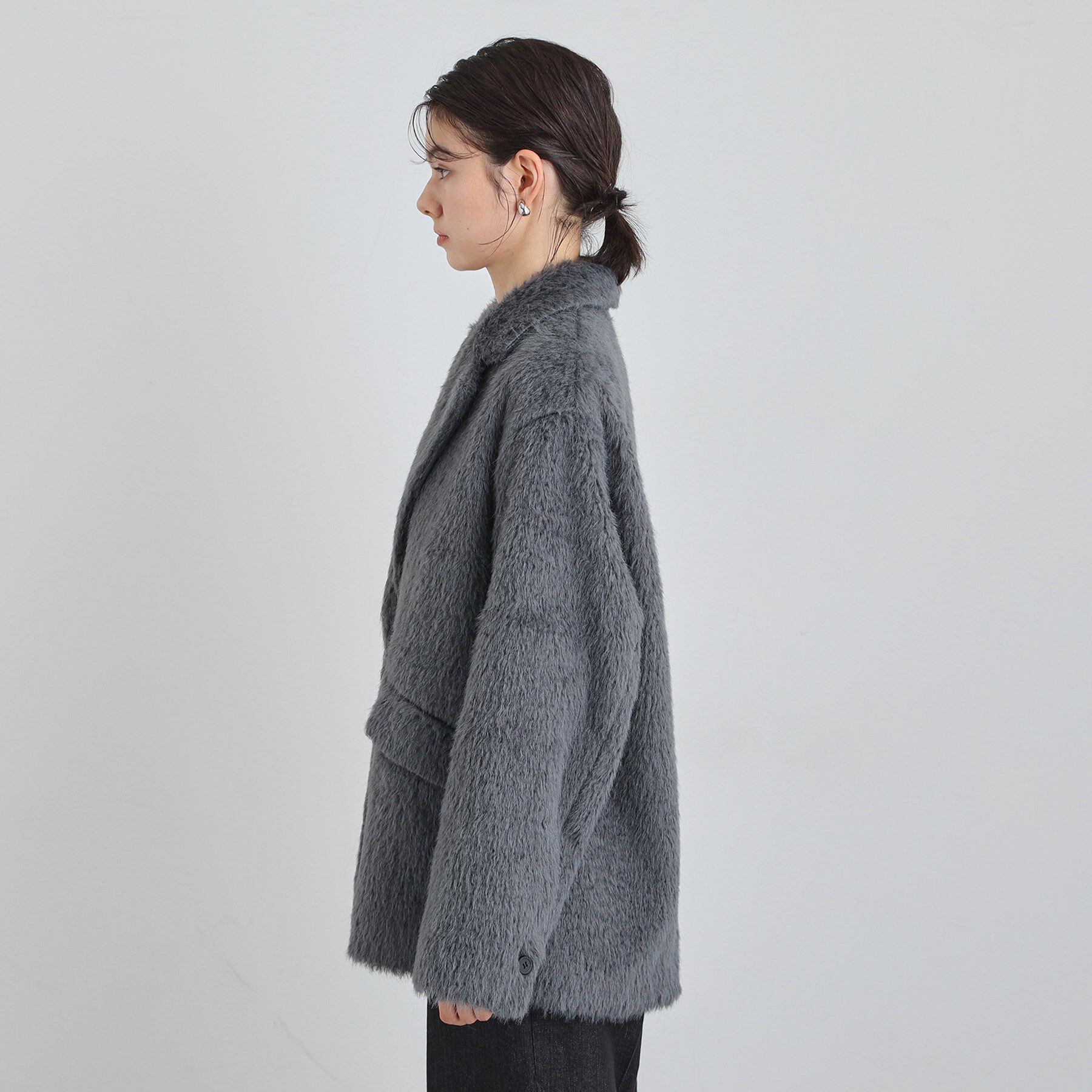 THE SHOP TK「纏うだけで大人上品 シャギーチェスターハーフコート」|チェスターコート|