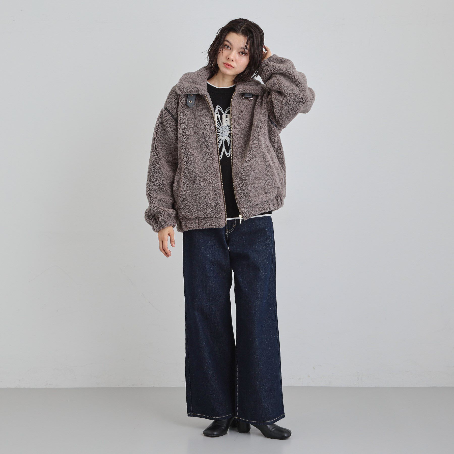 THE SHOP TK「マシュマロタッチ ボアボンバージャケット」|ブルゾン・スタジャン|