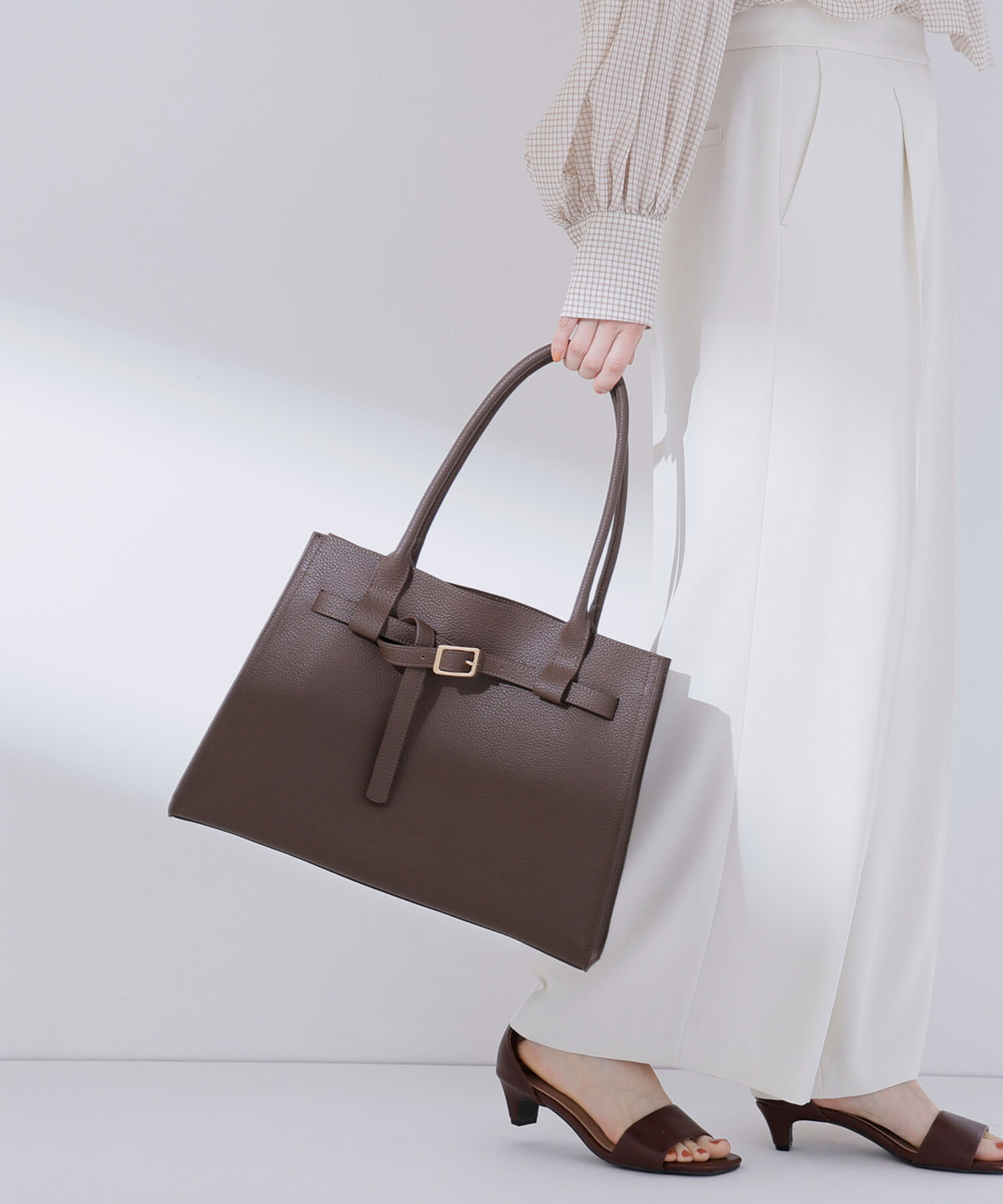  「ベルテッドシュリンクトートバッグ」|トートバッグ|ブラウン