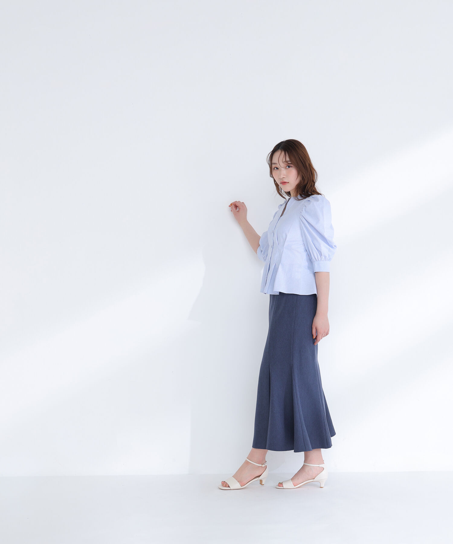  「ストライプペプラムブラウス」|シャツ・ブラウス|