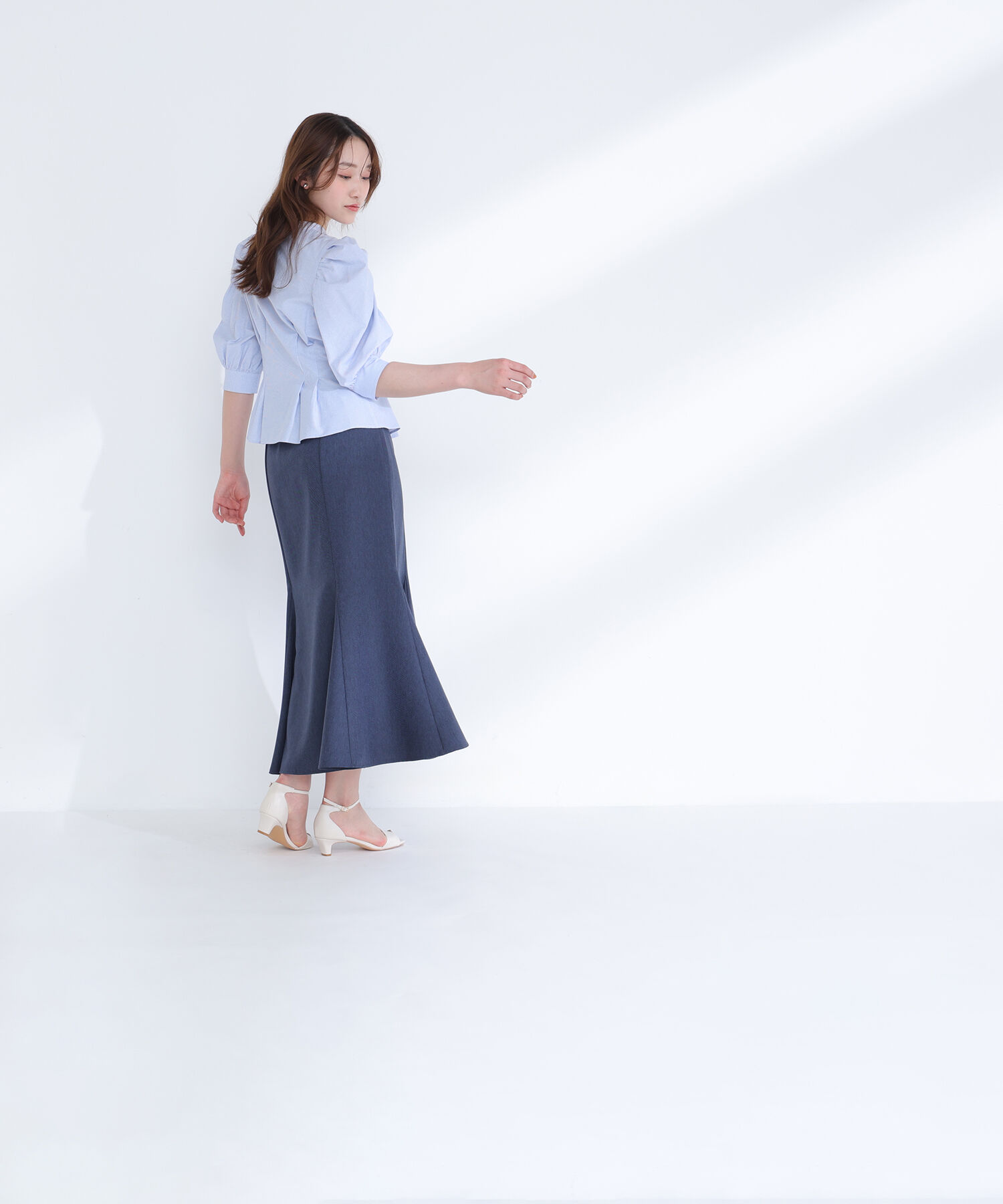  「ストライプペプラムブラウス」|シャツ・ブラウス|