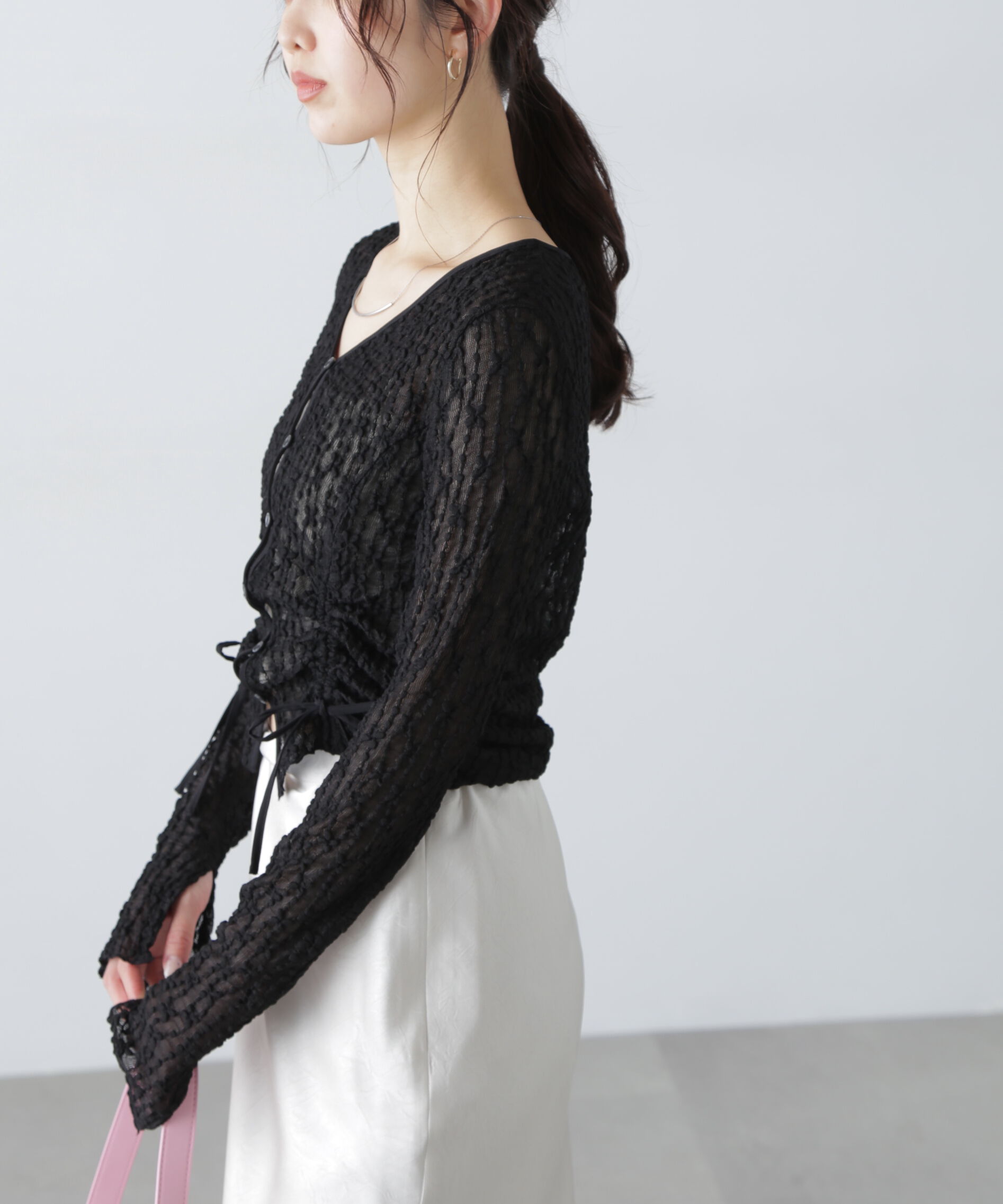  「シアーレースドロストカーディガン」|Tシャツ・カットソー|