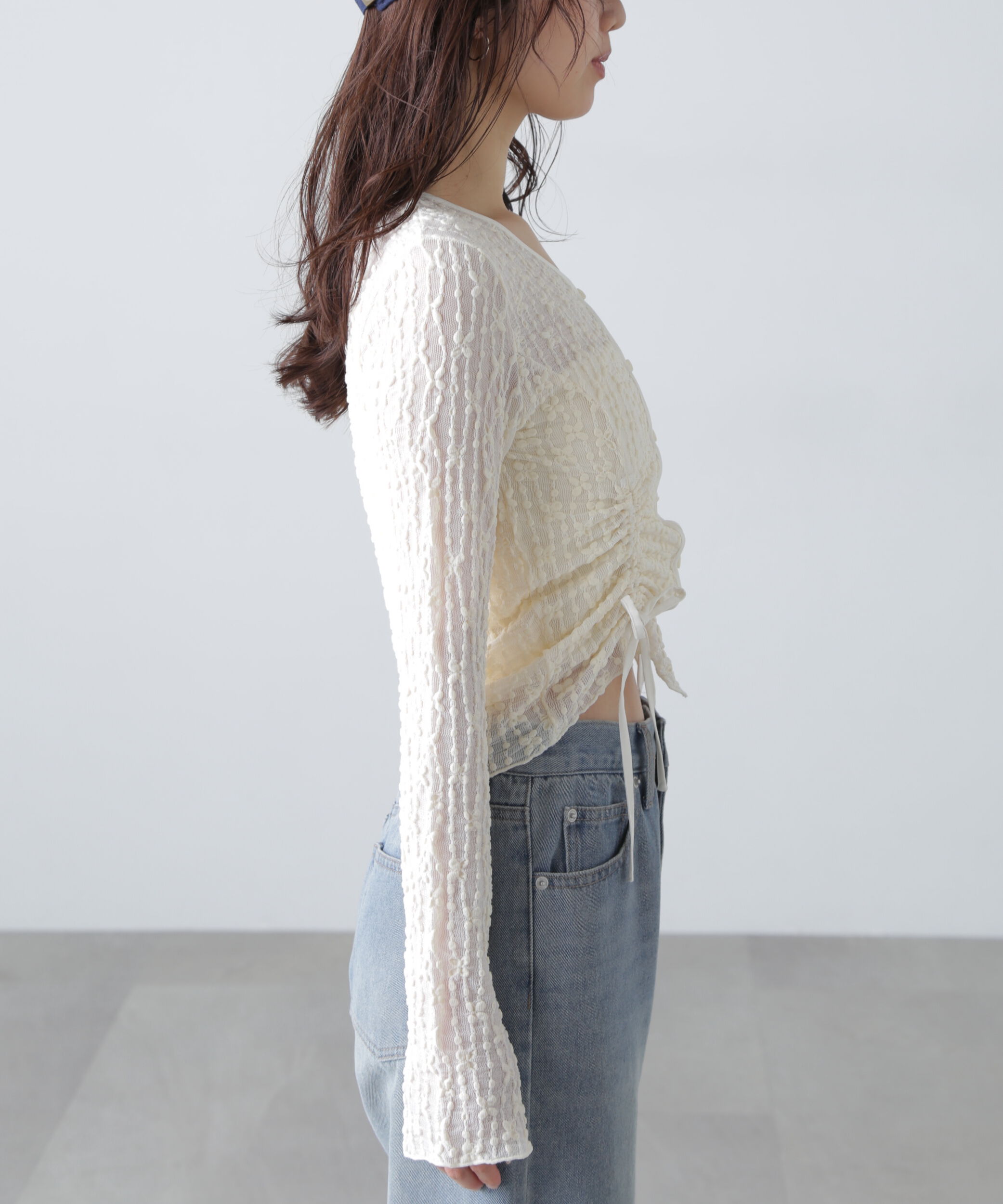  「シアーレースドロストカーディガン」|Tシャツ・カットソー|