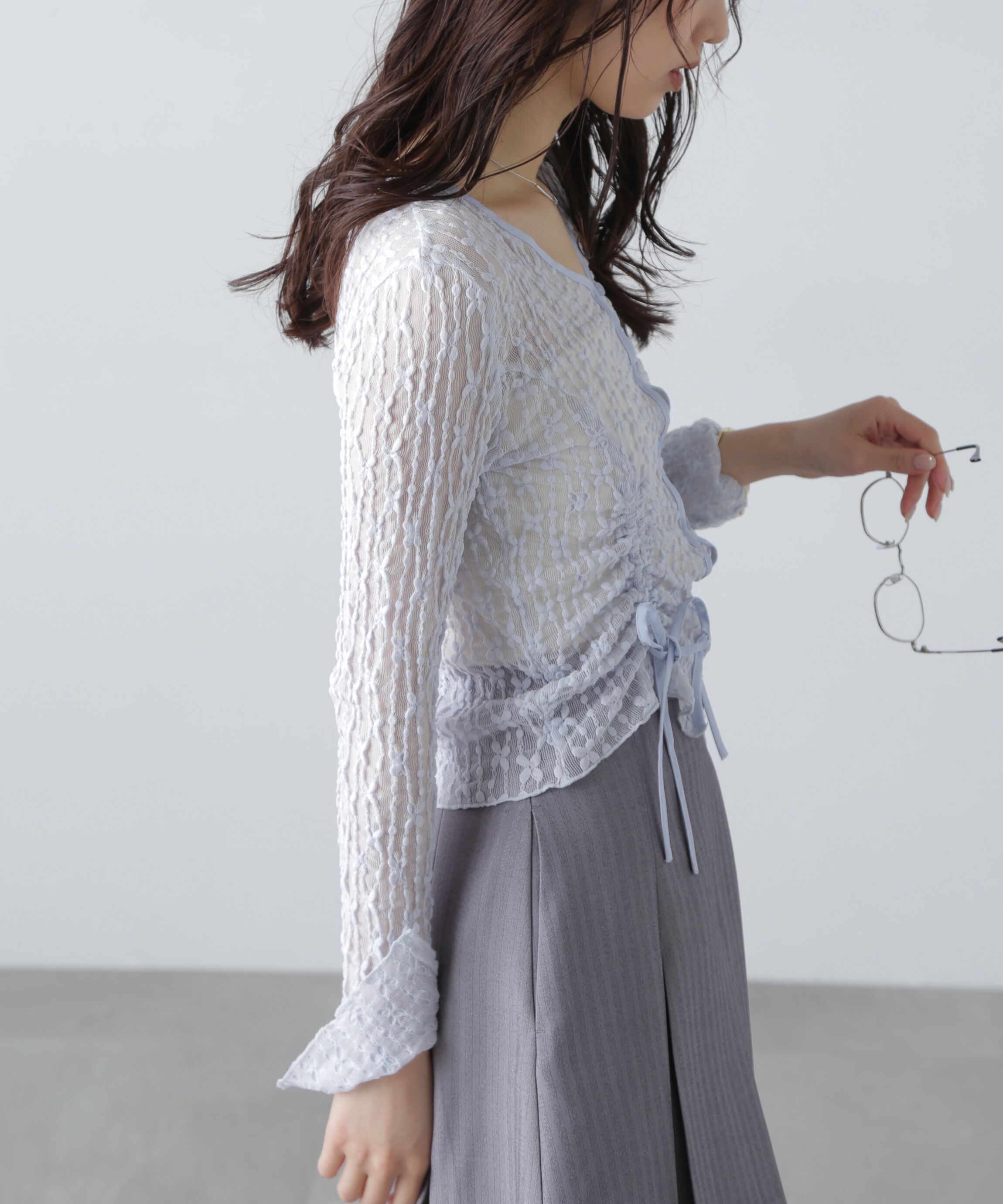  「シアーレースドロストカーディガン」|Tシャツ・カットソー|