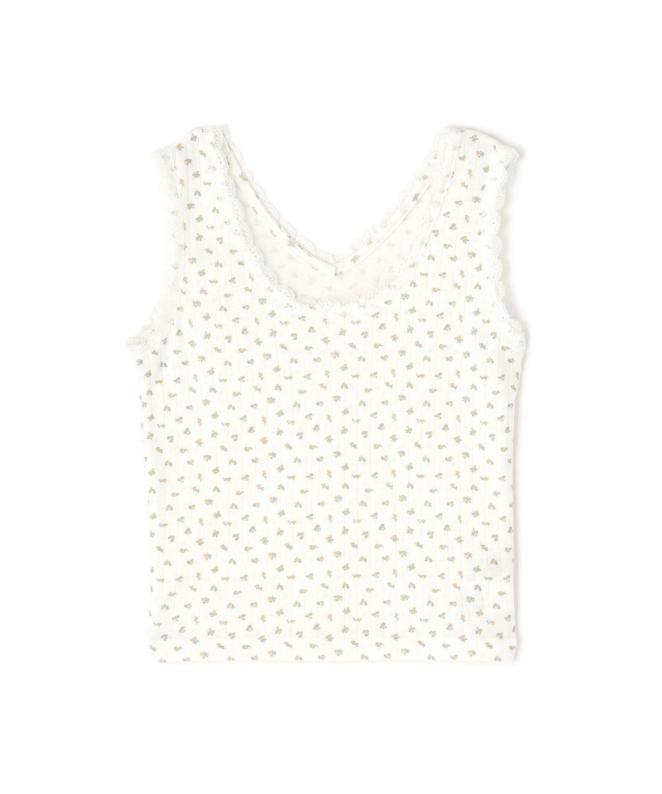  「花柄レーステレコタンクトップ」|Tシャツ・カットソー|